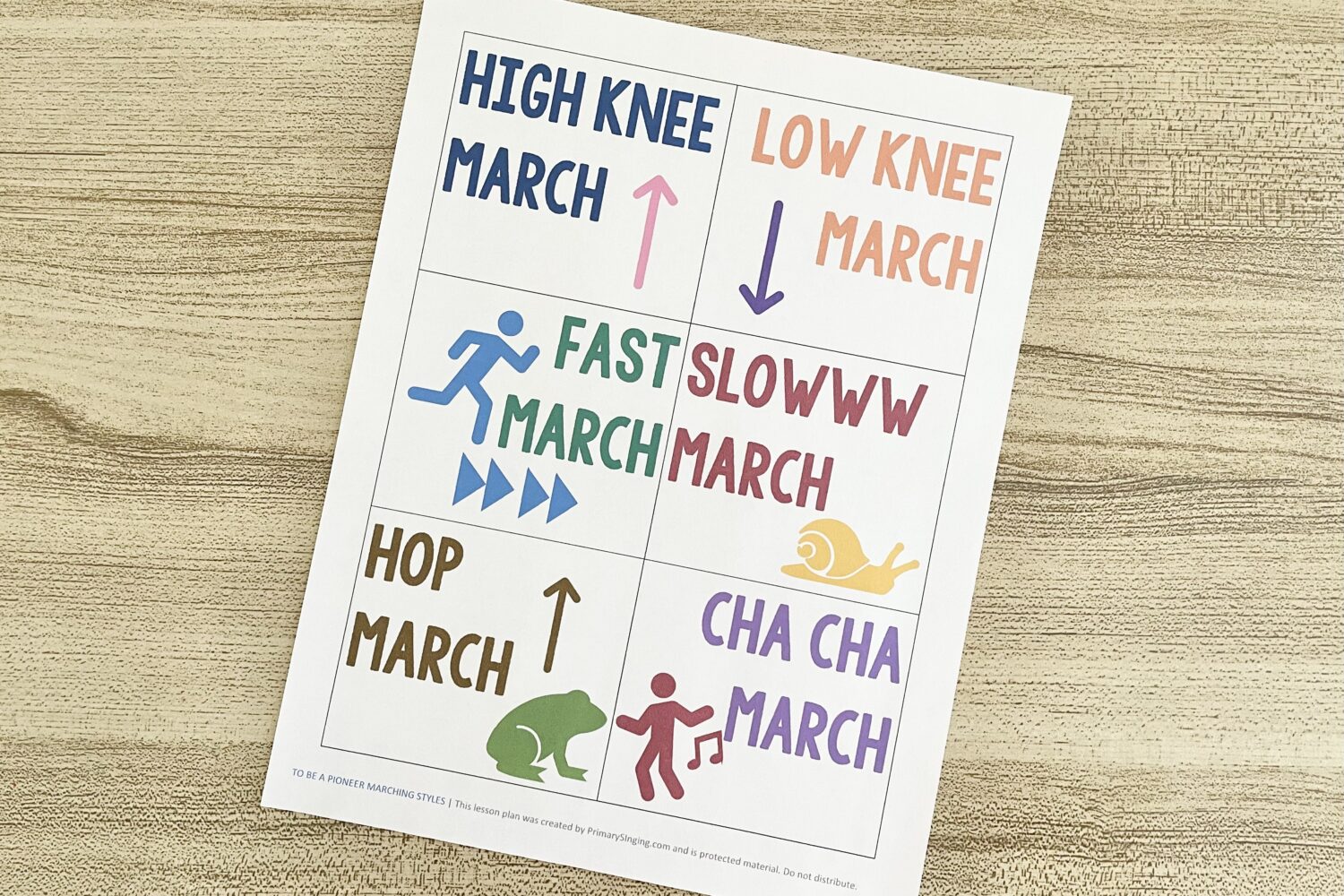 15 To Be a Pioneer Singing Time Ideas 6 To Be a Pioneer Marching Styles - March along with this fun movement idea and try different marching styles as you review this D&C song with printable song helps for LDS Primary Music Leaders.