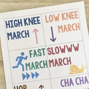 To Be a Pioneer Marching Styles - March along with this fun movement idea and try different marching styles as you review this D&C song with printable song helps for LDS Primary Music Leaders.