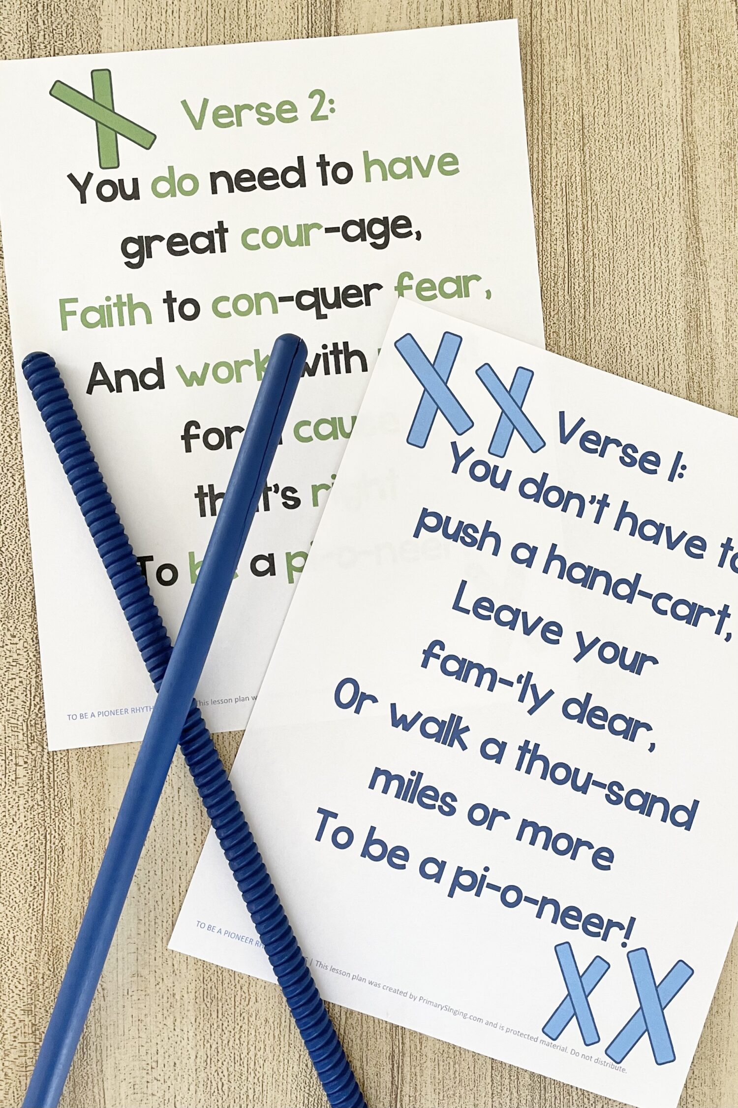 To Be a Pioneer Rhythm Sticks 5 To Be a Pioneer Rhythm Sticks - Use this living music singing time idea and try these simple patterns with rhythm sticks. Includes printable pattern & song helps for LDS Primary Music Leaders.