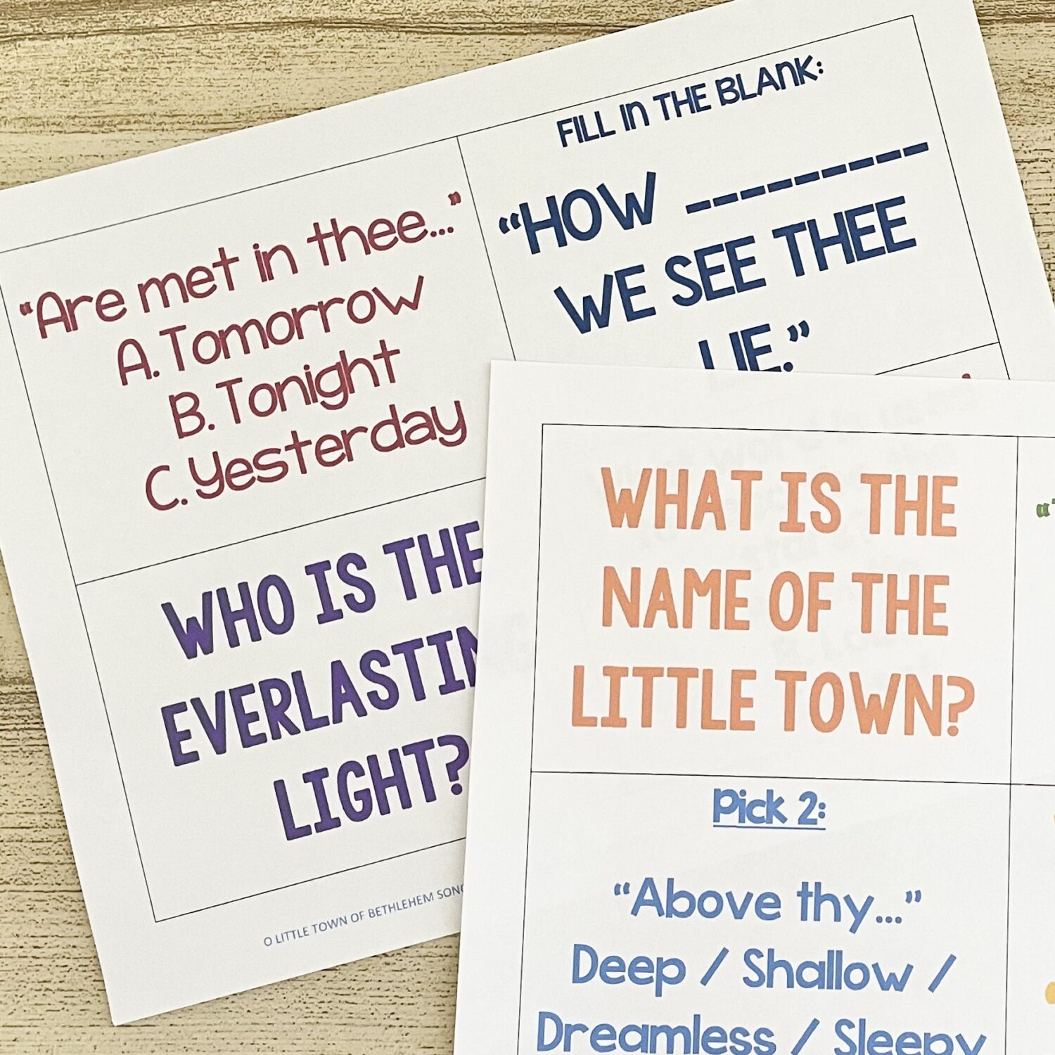 Holy Places Song Quiz 6 O Little Town of Bethlehem Song Trivia - Answer questions from the song lyrics as you review this Christmas song with printable song helps for LDS Primary Music Leaders.