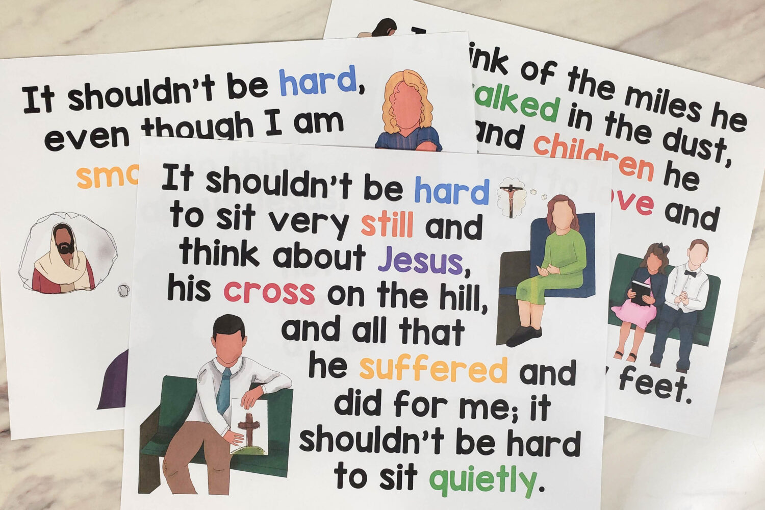 To Think about Jesus Flip Chart visual aid helps for Singing Time for LDS Primary Music Leaders. Teach this D&C Come Follow Me song with this colorful flipchart with several printable lyrics song chart styles and options to choose from.