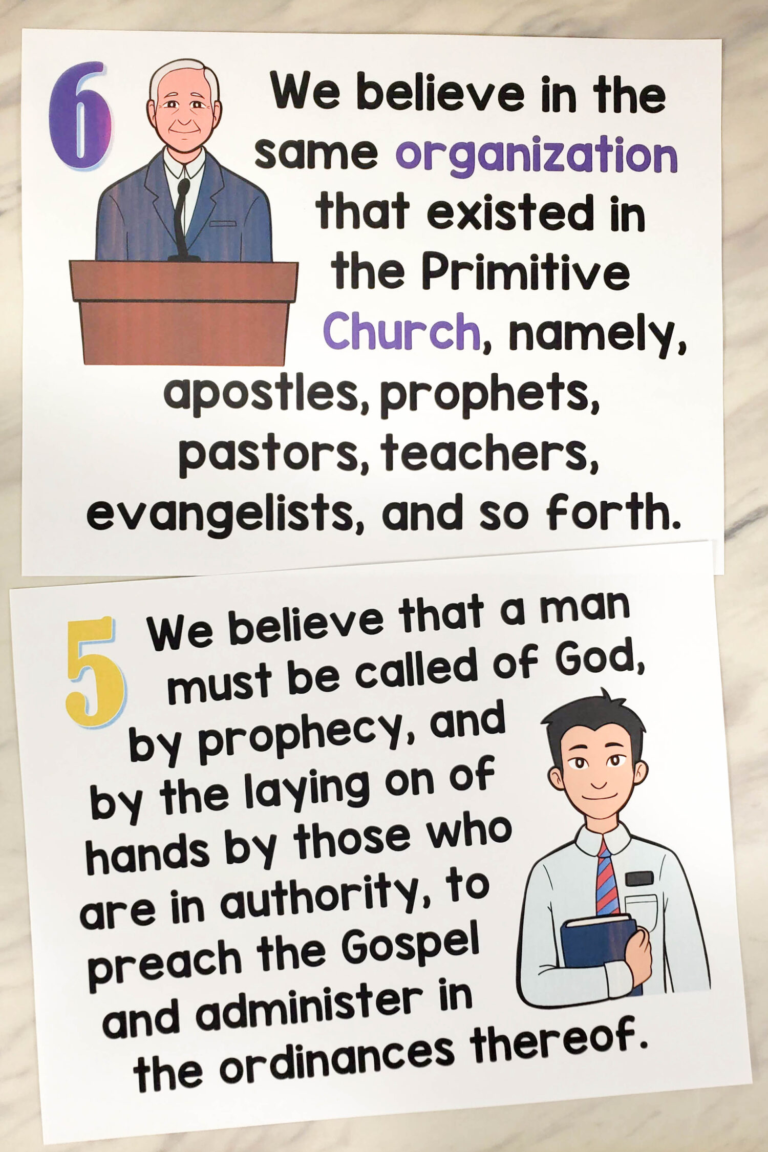 The 13 Articles of Faith Flip Chart 5 Articles of Faith Flip Chart printable song visuals aids and helps for LDS Primary music leaders teaching these Primary Song. Or use the printables to practice the Articles of Faith and teach them without the songs. They double as great decoration for your D&C Bulletin Board! Includes printable illustrations song chart with lyrics to easily teach this song!