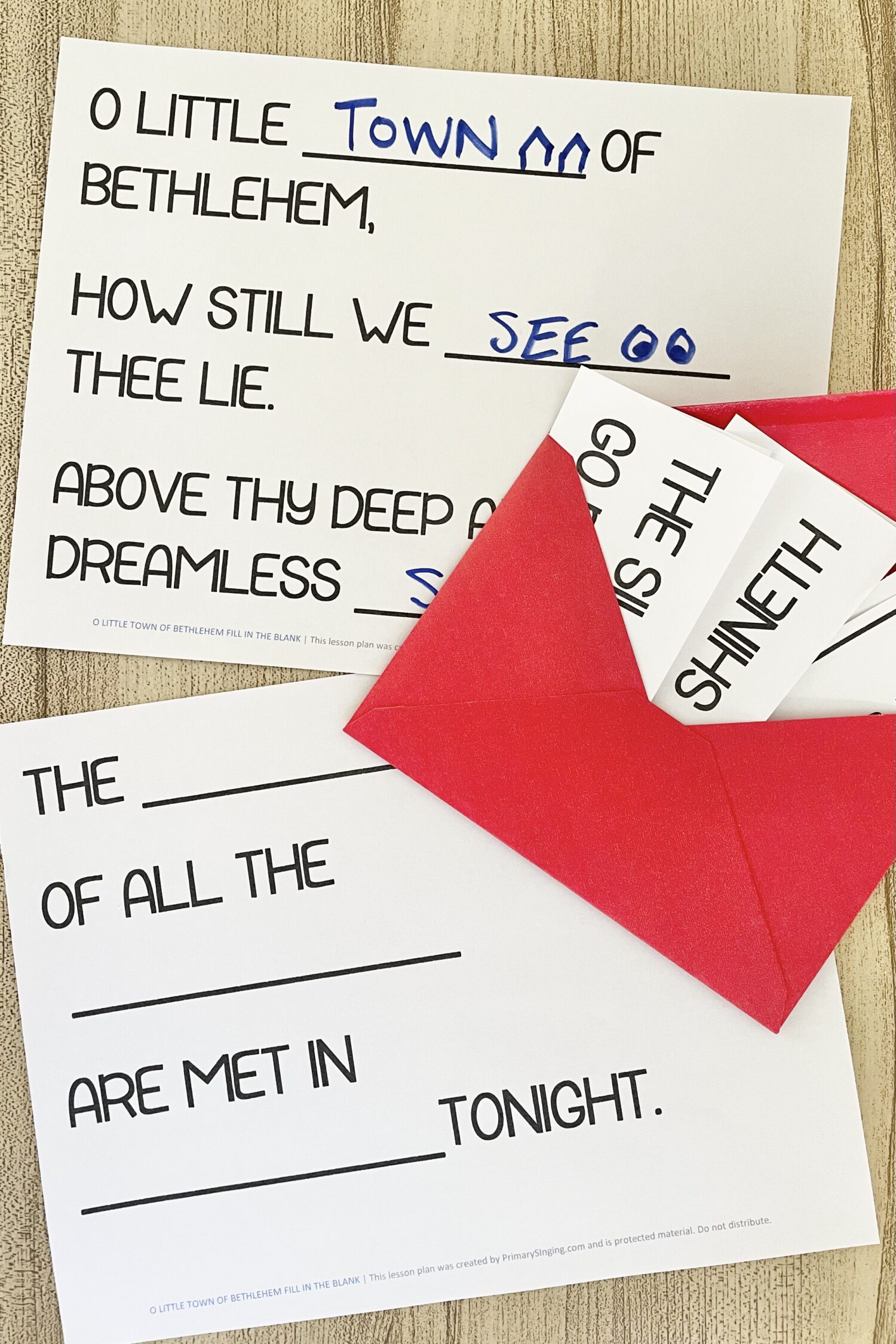 O Little Town of Bethlehem Fill in the Blank - Have some fun with this word representations activity and fill in each missing word blank with the correct song lyric as you review this Christmas song with printable song helps for LDS Primary Music Leaders.