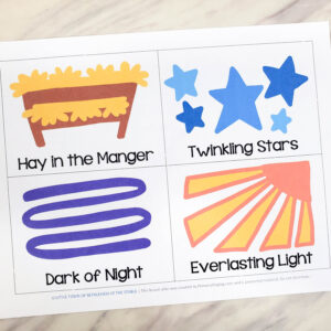 O Little Town of Bethlehem At the Stable singing time activity to take a journey to the town of Bethlehem while you look at what that First Christmas might have been like with fun ways to sing actions. Printable song helps for LDS Primary music leaders.