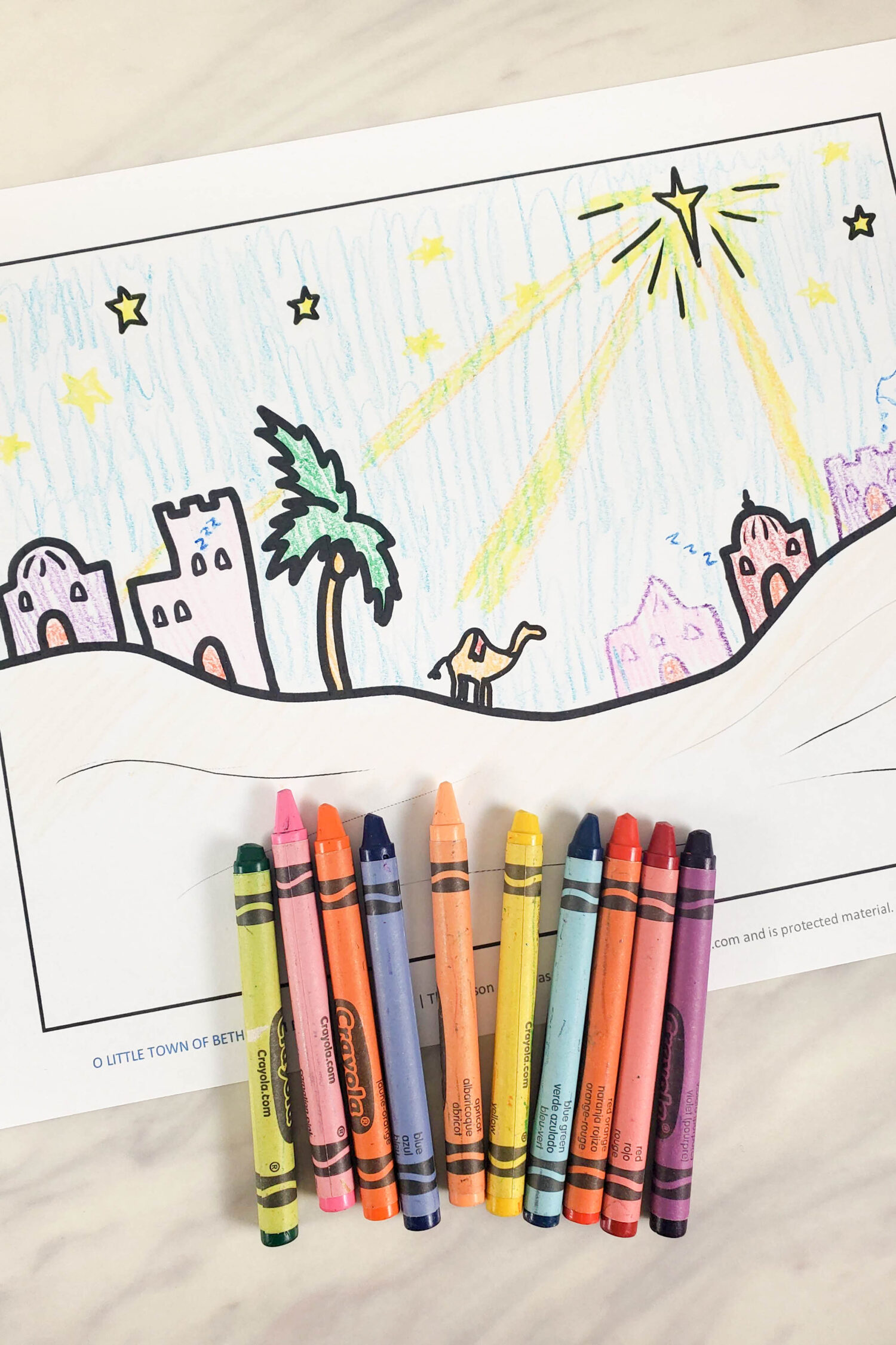 O Little Town of Bethlehem Finish the Picture fun singing time activity and lesson plan! Finish adding details to the picture scene based on what you hear from the song lyrics, then color in the picture! A fun and easy idea for families for Christmas or Come Follow Me and for LDS Primary Music Leaders.