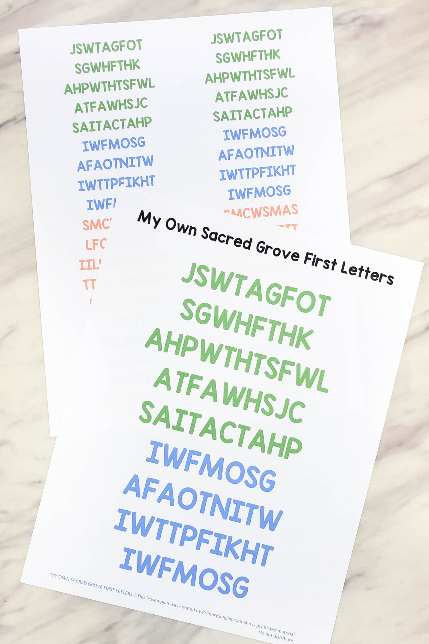 My Own Sacred Grove First Letters - Primary Singing