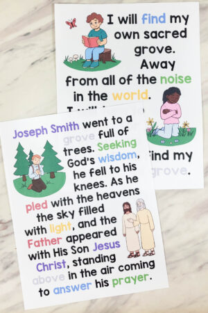 My Own Sacred Grove Flip Chart for LDS Primary Music Leaders Singing Time Helps flipchart and visual aids illustrated song chart!
