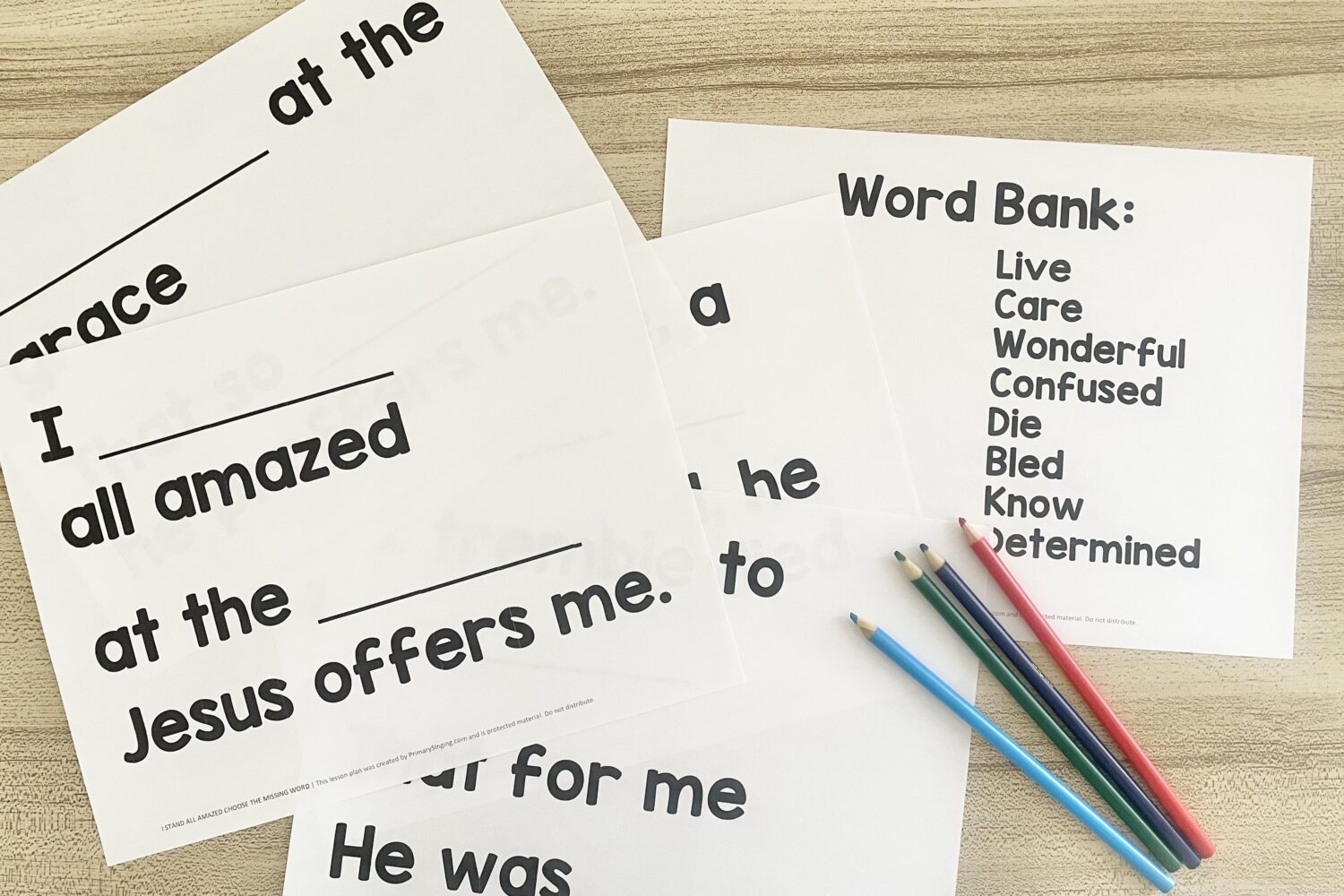 15 I Stand All Amazed Singing Time Ideas 7 I Stand All Amazed Choose the Missing Word - Fill in each missing blank with the correct song lyric for a fun way to review this song with printable song helps for LDS Primary Music Leaders.
