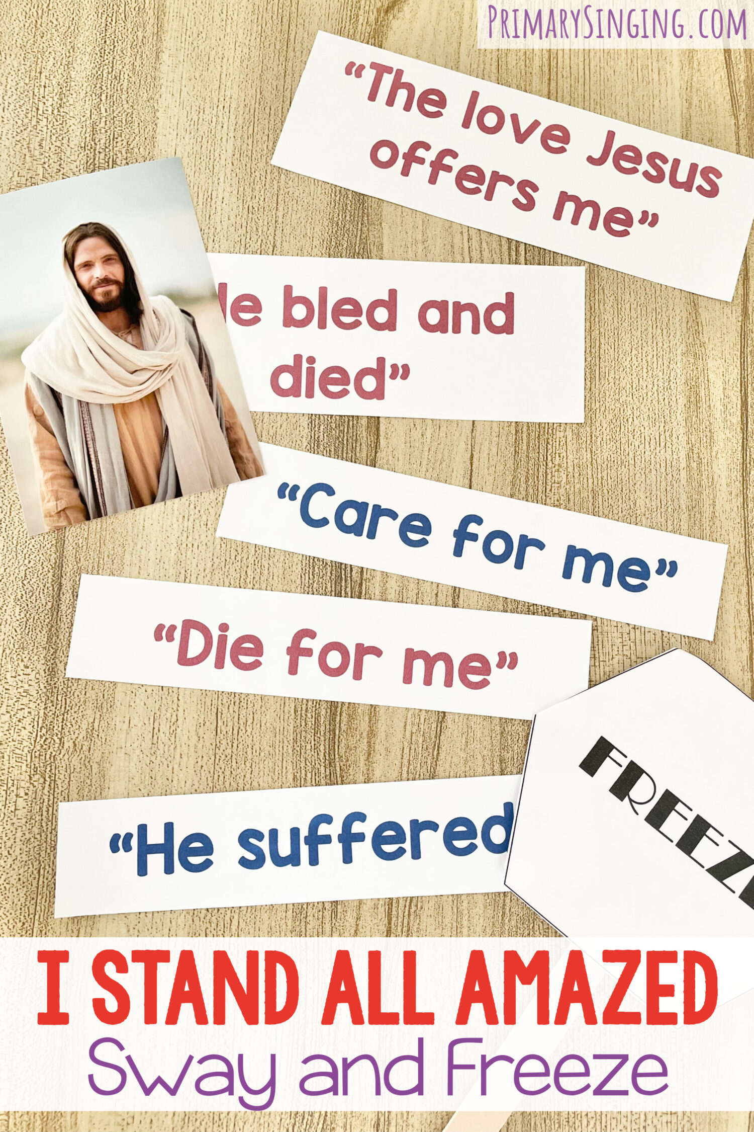 I Stand All Amazed Sway and Freeze - Use this easy movement idea and sway to the music and pause on words or phrases about Christ! Includes printable song helps for LDS Primary Music Leaders.