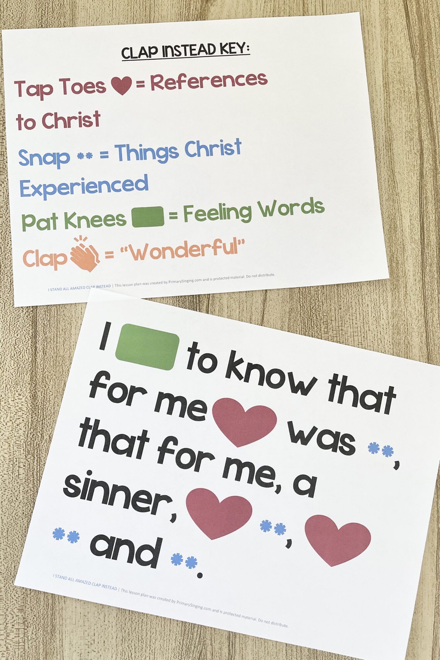 I Stand All Amazed Clap Instead - Replace key words in the song with fun actions as you review this hymn in primary! Includes printable song helps for LDS Primary Music Leaders.