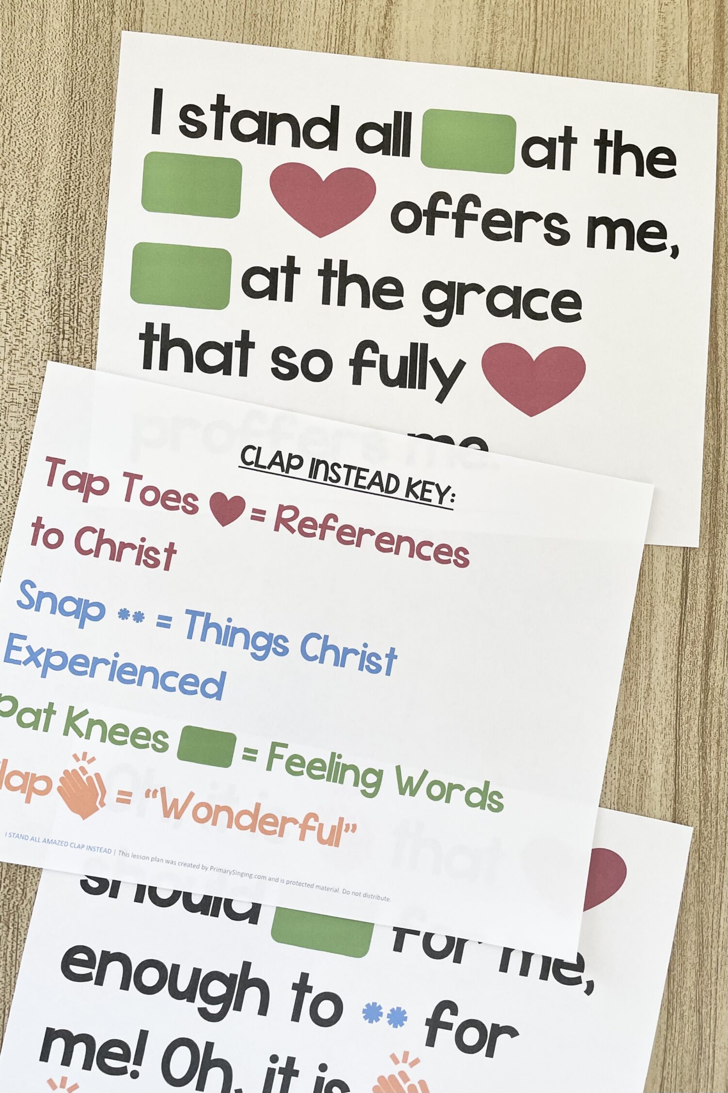I Stand All Amazed Clap Instead - Replace key words in the song with fun actions as you review this hymn in primary! Includes printable song helps for LDS Primary Music Leaders.