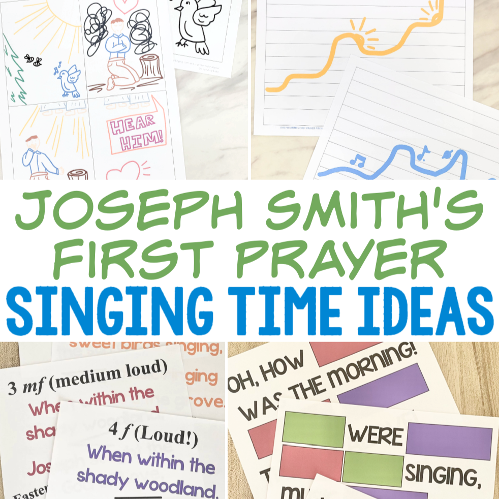 Joseph Smith's First Prayer Flip Chart & Lyrics 9 Joseph Smith's First Prayer Singing Time Ideas - Tons of fun ways to teach this song including dance scarves, finger drumming, color the verse, pitch wave, and many more activities. Plus flip charts and even a sing-along video! Song teaching helps for LDS Primary music leaders.