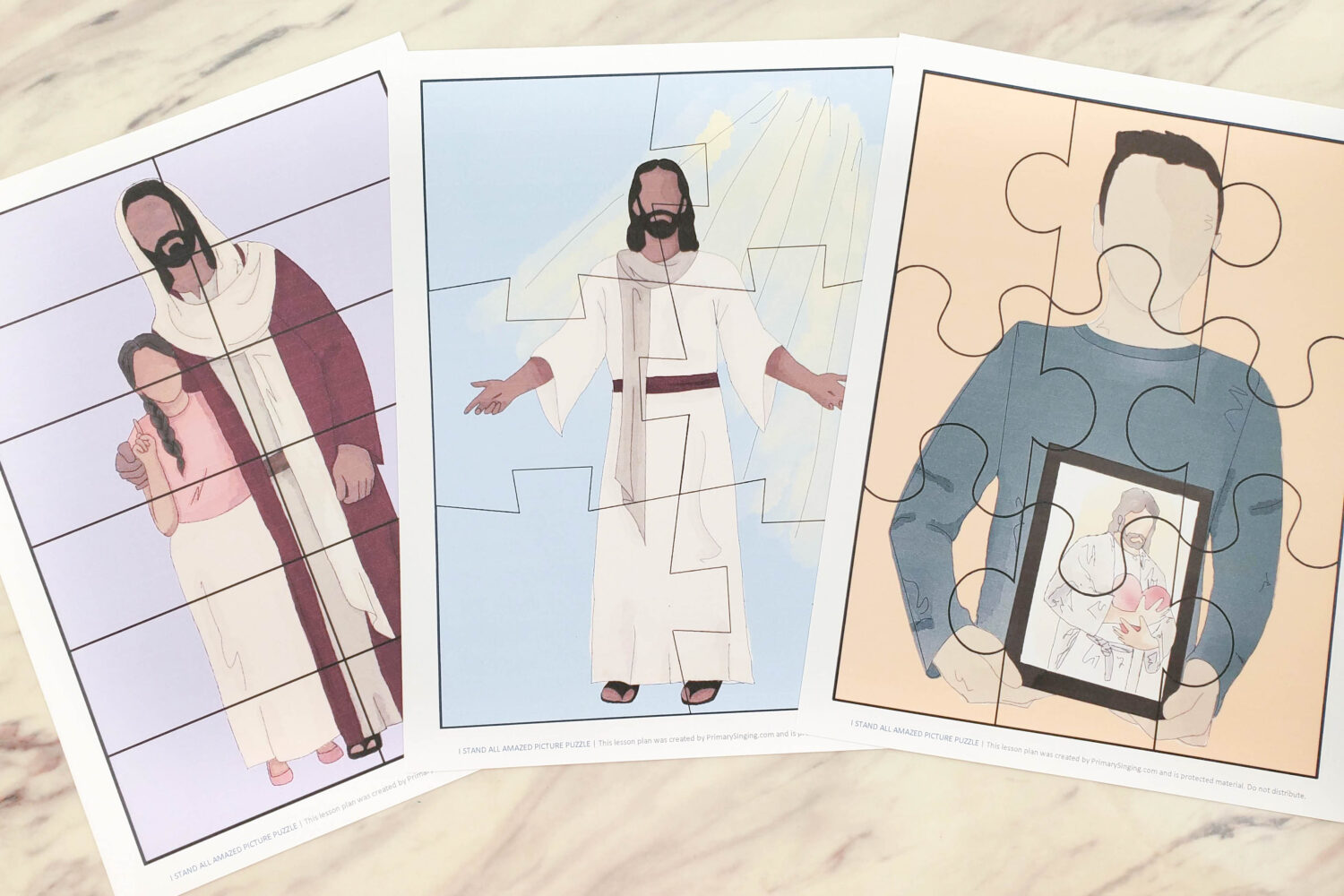 I Stand All Amazed Picture Puzzle - Use this visual intrigue idea with 3 different puzzles of Christ to put together as you sing this hymn in primary! Includes printable song helps for LDS Primary Music Leaders.