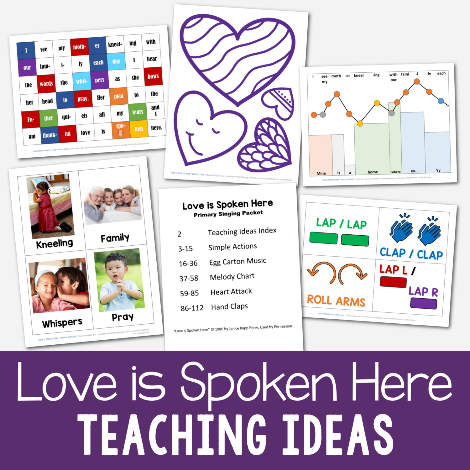 Love is Spoken Here Singing Time Packet includes 5 fun activities and lesson plans to help you easily teach this song including hand actions, egg carton music, melody chart, hand claps, and more! Printable song helps for LDS Primary music leaders and Come Follow Me for Families.