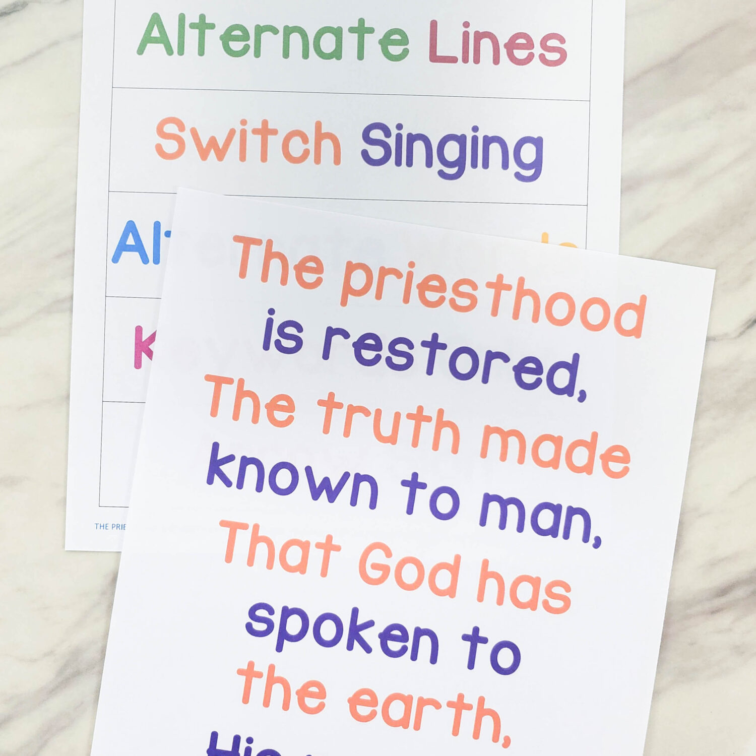 I Need Thee Every Hour Sing & Reply 4 The Priesthood is Restored Alternate Singing fun singing time lesson plan for LDS Primary music leaders! Simply divide your Primary children into 2 groups and sing through the song splitting up the parts in these fun ways for lots of singing repetition.