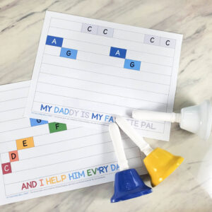 My Dad Hand Bell Chart use this helpful chart to ring along with the notes as you sing for a fun and interactive singing time as you make your own music in the Primary room! See the lesson plan with printable song helps for LDS primary music leaders.