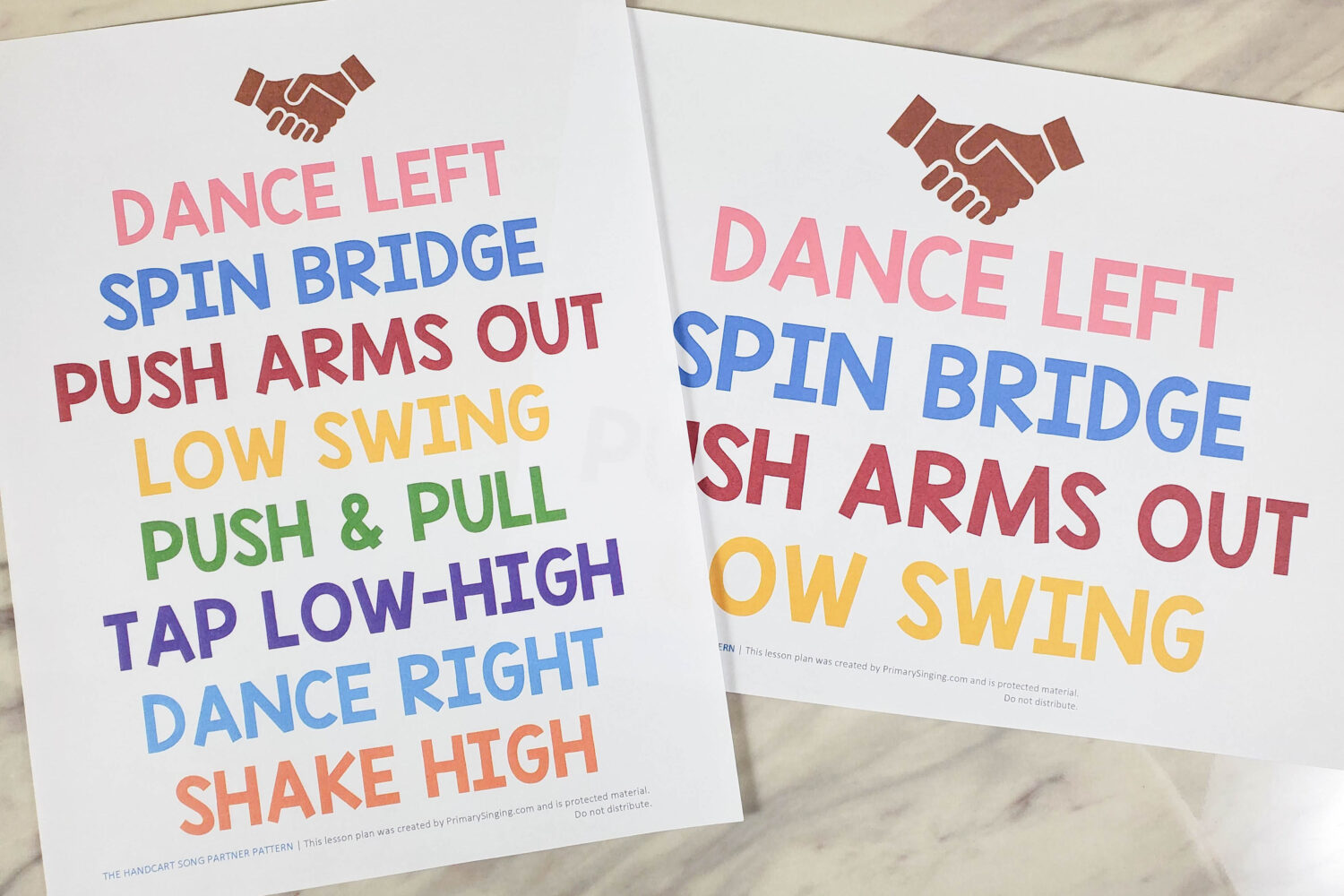 The Handcart Song Arm Swings 5 The Handcart Song Arm Swings pattern is a fun and engaging partner activity for Singing time! Can you swing along with your friend following these movement actions? Find the lesson plan and printable song helps for LDS primary music leaders.