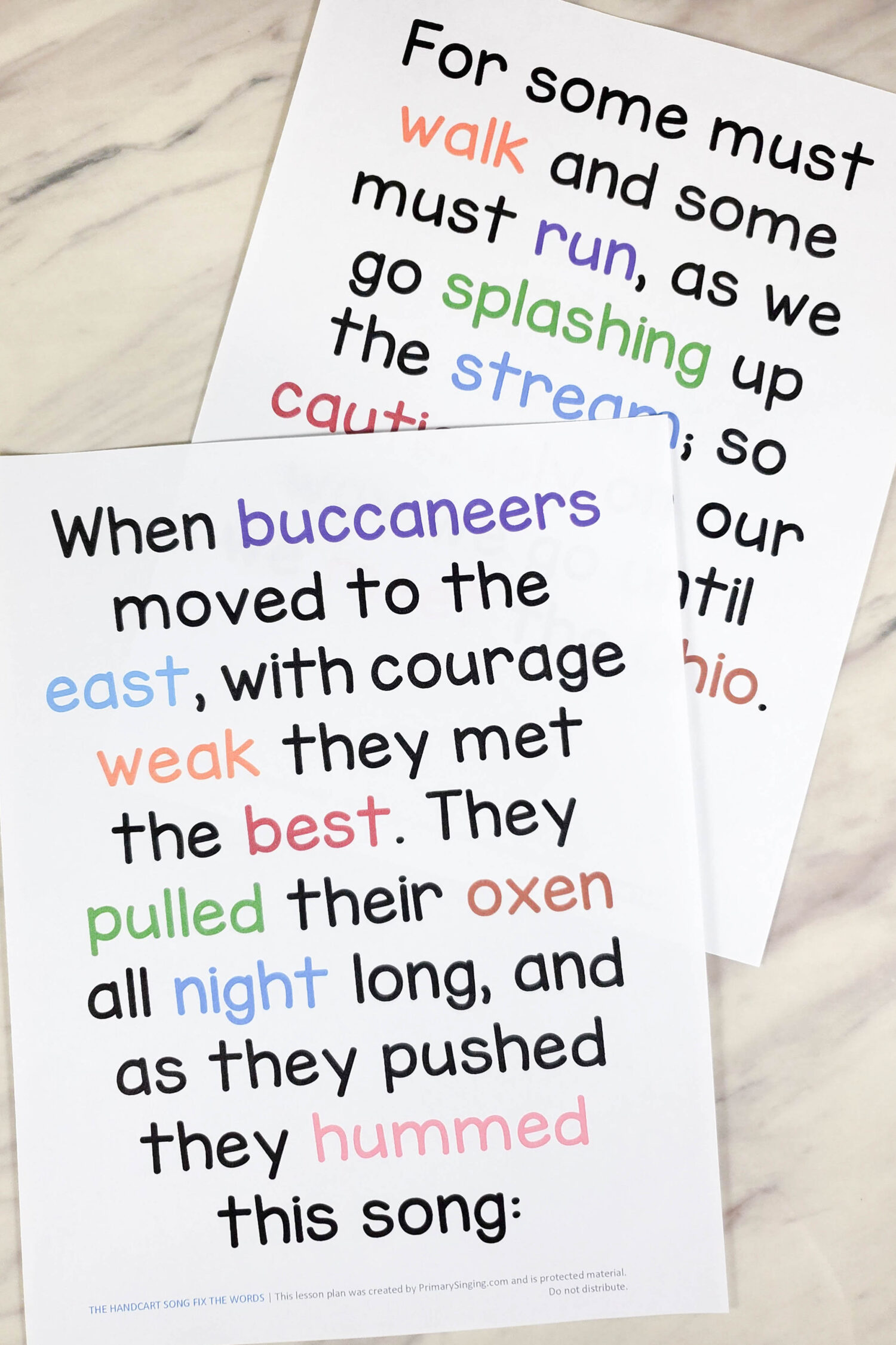 The Handcart Song Fix the Words - Cross out these silly incorrect words as you sing and review this song. Plus,, more fun ways to play including a mad lib and blanks version. Printable song helps for LDS Primary Music Leaders.