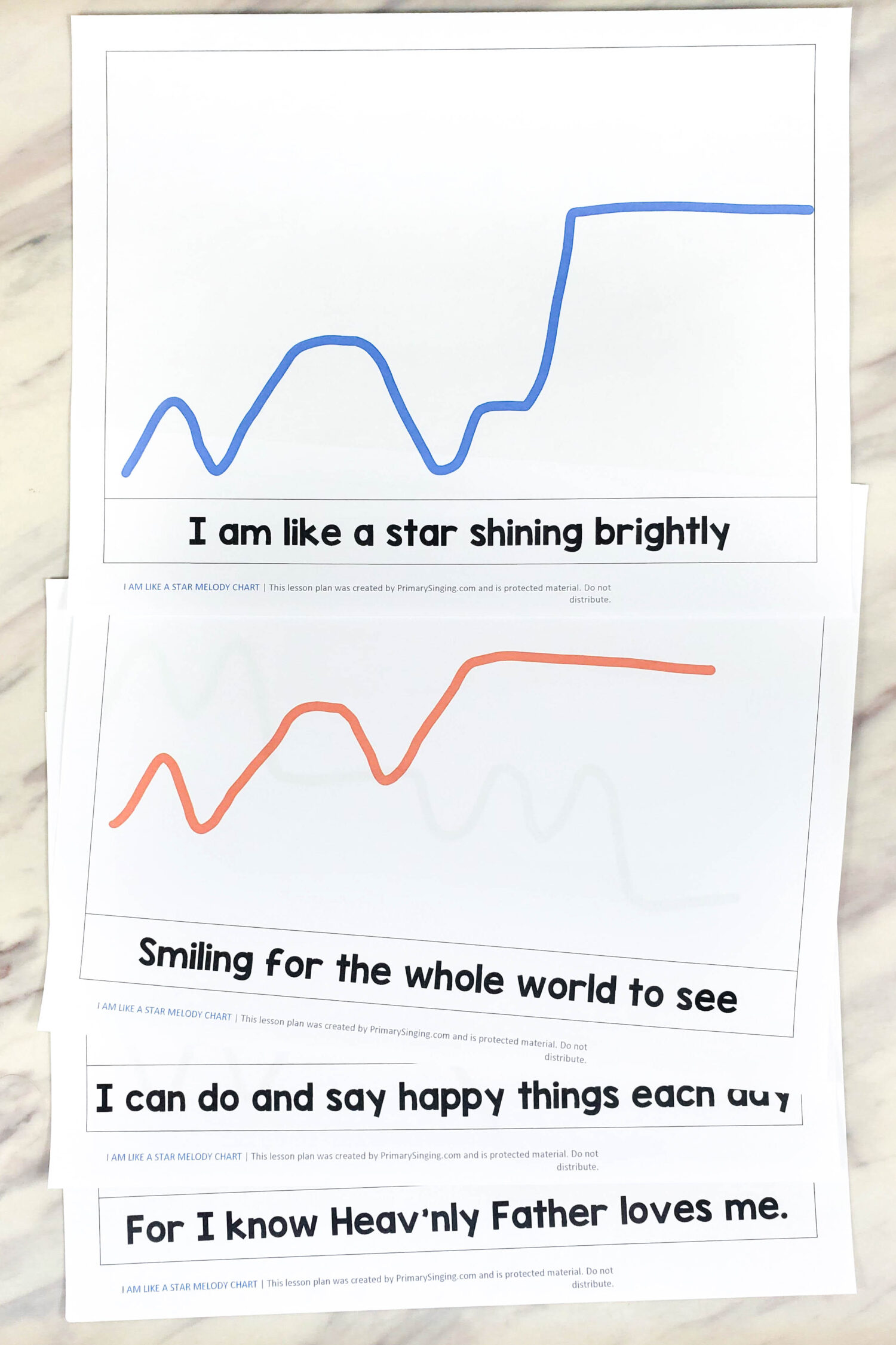 I Am Like a Star Melody Chart 2 I Am Like a Star Melody Chart gives you a fun visual way to picture the pitch and movement of the notes of the melody as you sing and work on dynamics with lots of fun extension ideas. Come see the lesson plan for LDS Primary Music leaders for singing time.