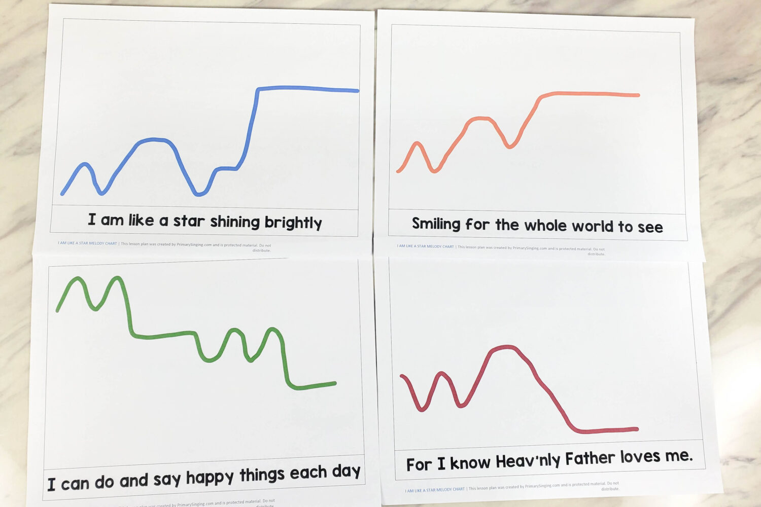 I Am Like a Star Melody Chart 5 I Am Like a Star Melody Chart gives you a fun visual way to picture the pitch and movement of the notes of the melody as you sing and work on dynamics with lots of fun extension ideas. Come see the lesson plan for LDS Primary Music leaders for singing time.