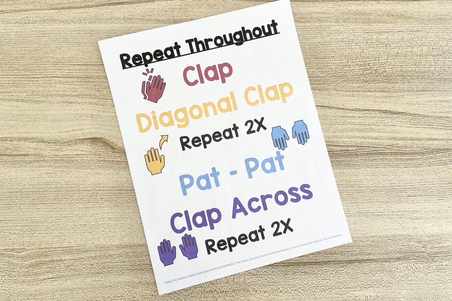 Hark the Herald Angels Sing Body Rhythm Partners - Grab a partner and try this alternating pattern with easy partner actions for a fun way to review this Christmas song with printable song helps for LDS Primary Music Leaders.