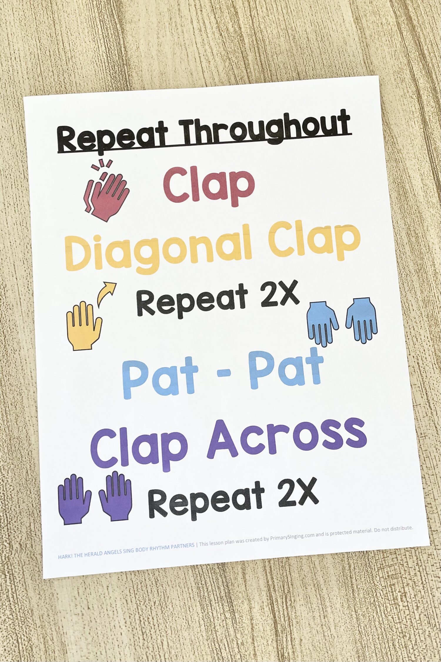 Hark the Herald Angels Sing Body Rhythm Partners - Grab a partner and try this alternating pattern with easy partner actions for a fun way to review this Christmas song with printable song helps for LDS Primary Music Leaders.