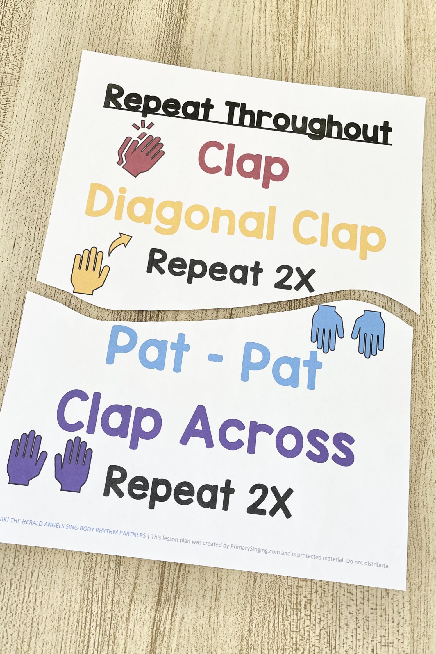 Hark the Herald Angels Sing Body Rhythm Partners - Grab a partner and try this alternating pattern with easy partner actions for a fun way to review this Christmas song with printable song helps for LDS Primary Music Leaders.