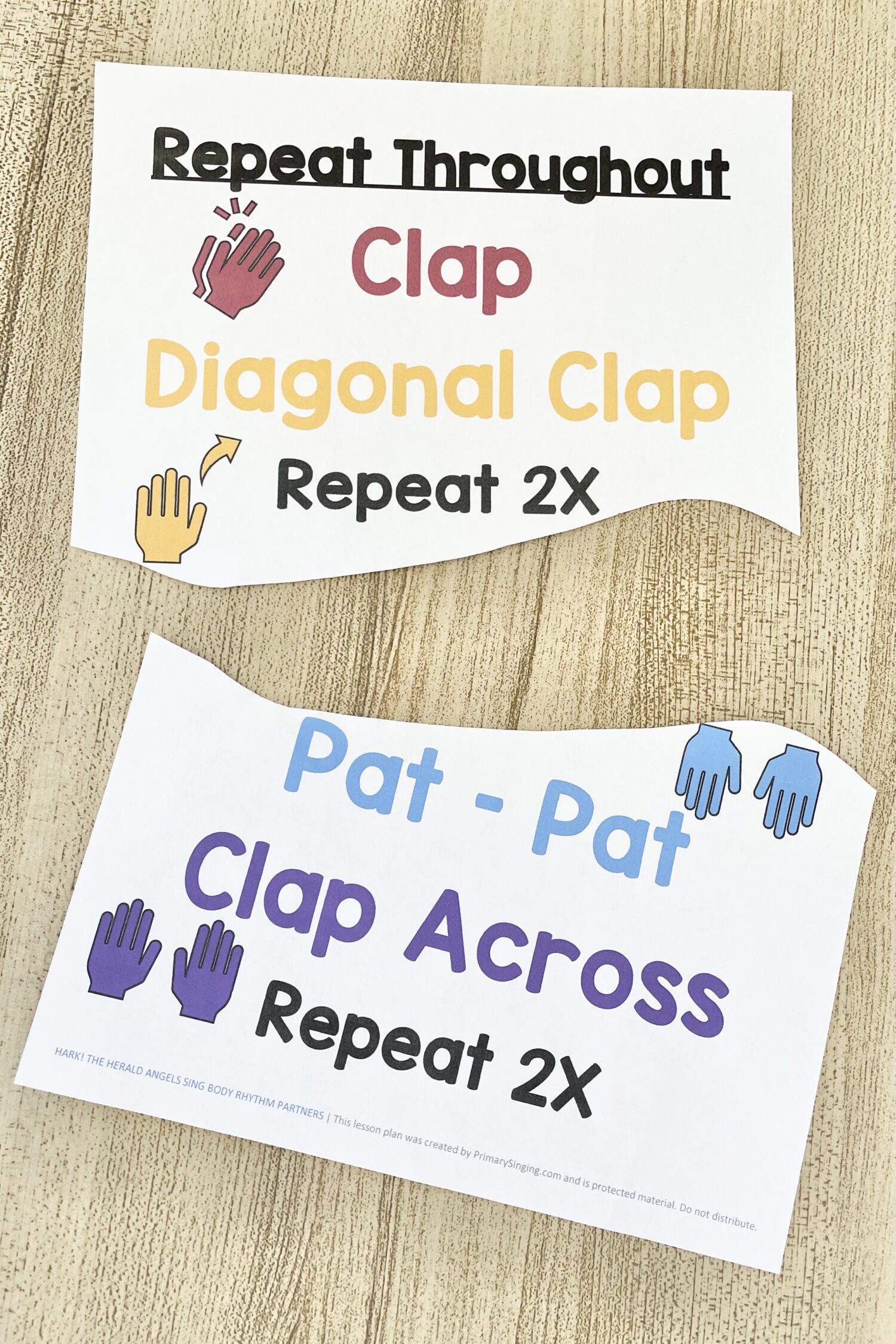 Hark the Herald Angels Sing Body Rhythm Partners - Grab a partner and try this alternating pattern with easy partner actions for a fun way to review this Christmas song with printable song helps for LDS Primary Music Leaders.