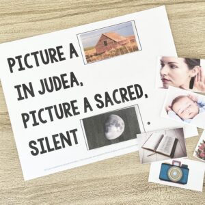 Picture a Christmas Missing Pictures - Fill in each missing blank with the correct picture for a fun way to visualize this Christmas song with printable song helps for LDS Primary Music Leaders.
