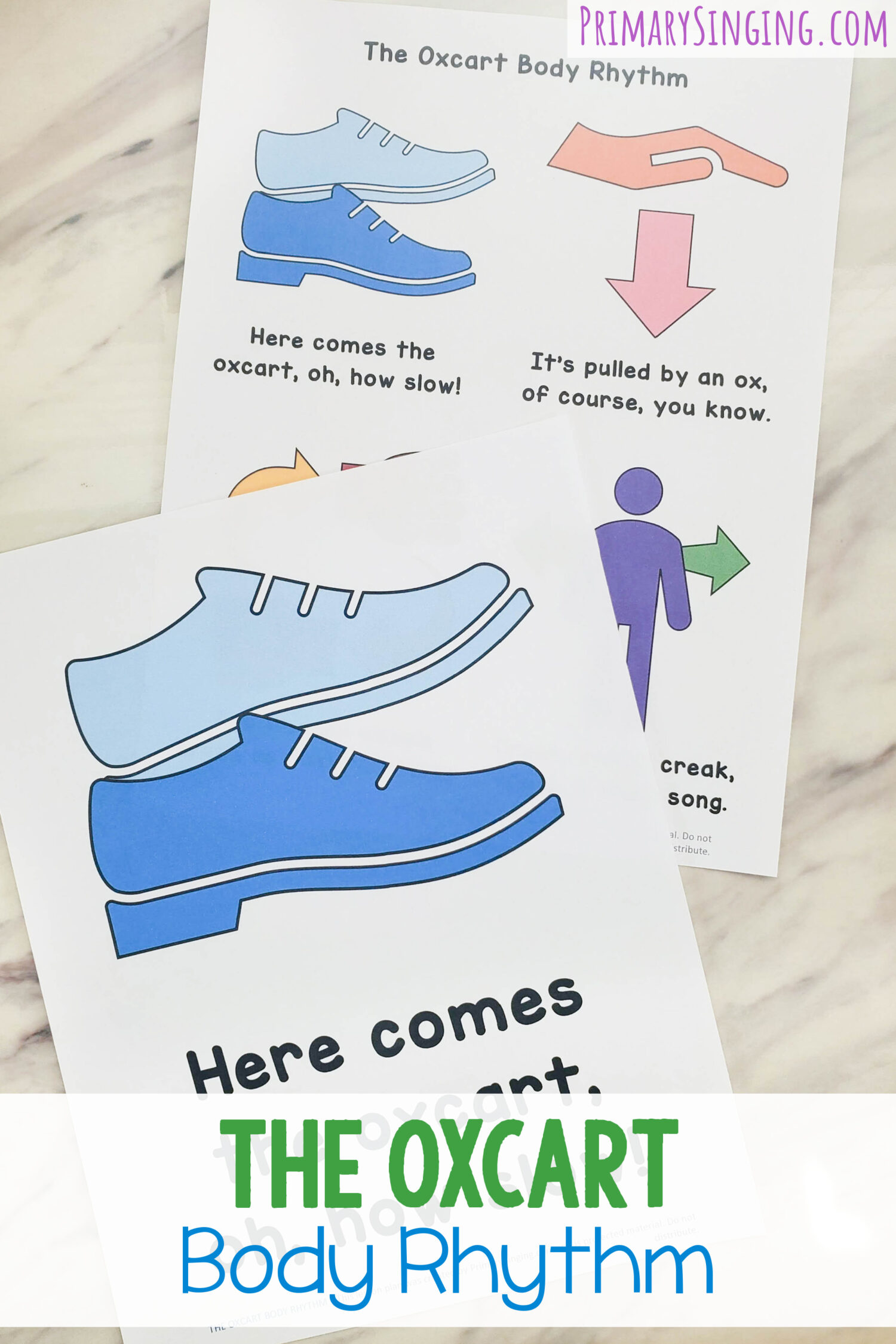 The Oxcart Body Rhythm fun singing time activity to move with 4 fun rhythm actions that match the song lyrics for each line of the song. Grab the printable song helps for LDS Primary music leaders and families.