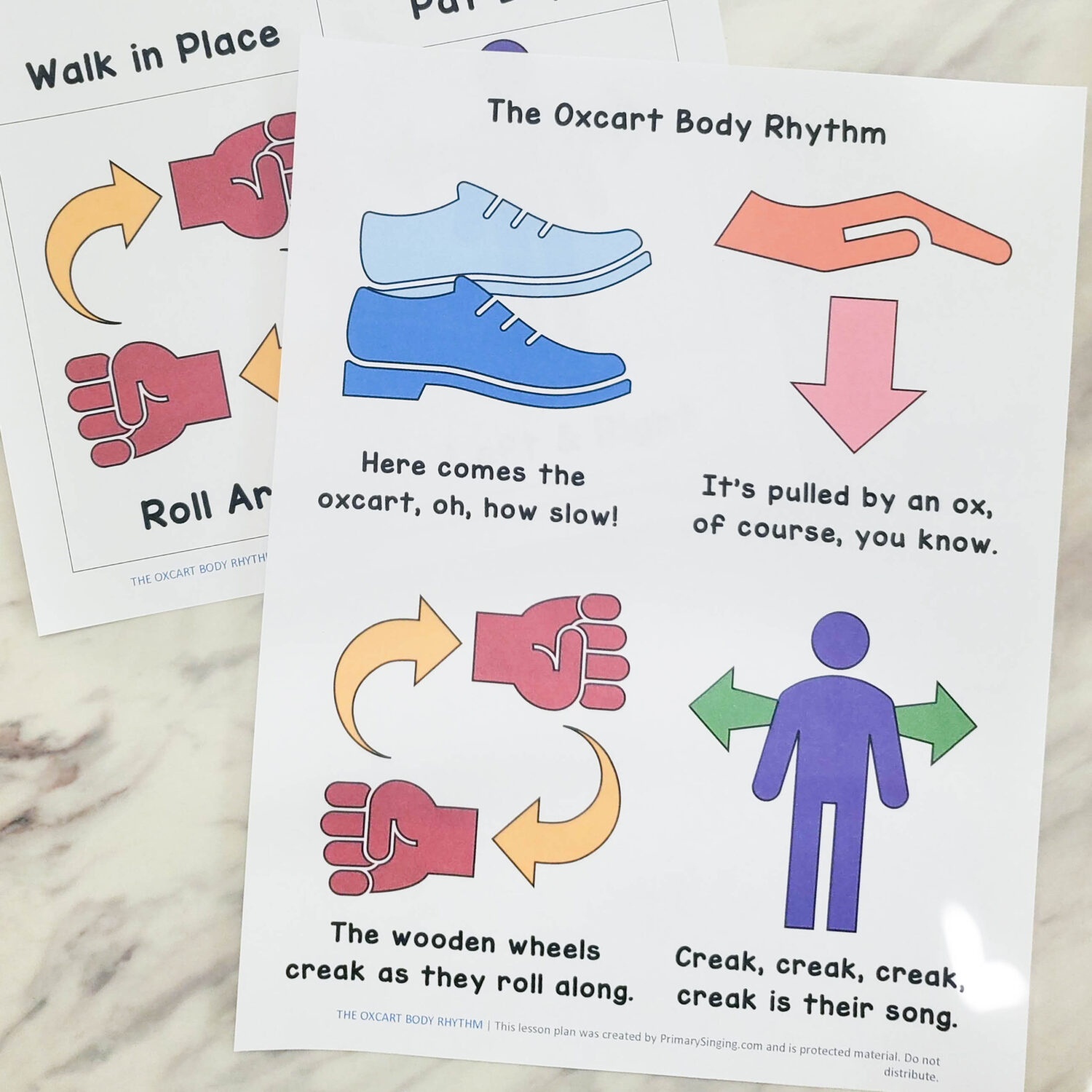 The Oxcart Body Rhythm fun singing time activity to move with 4 fun rhythm actions that match the song lyrics for each line of the song. Grab the printable song helps for LDS Primary music leaders and families.