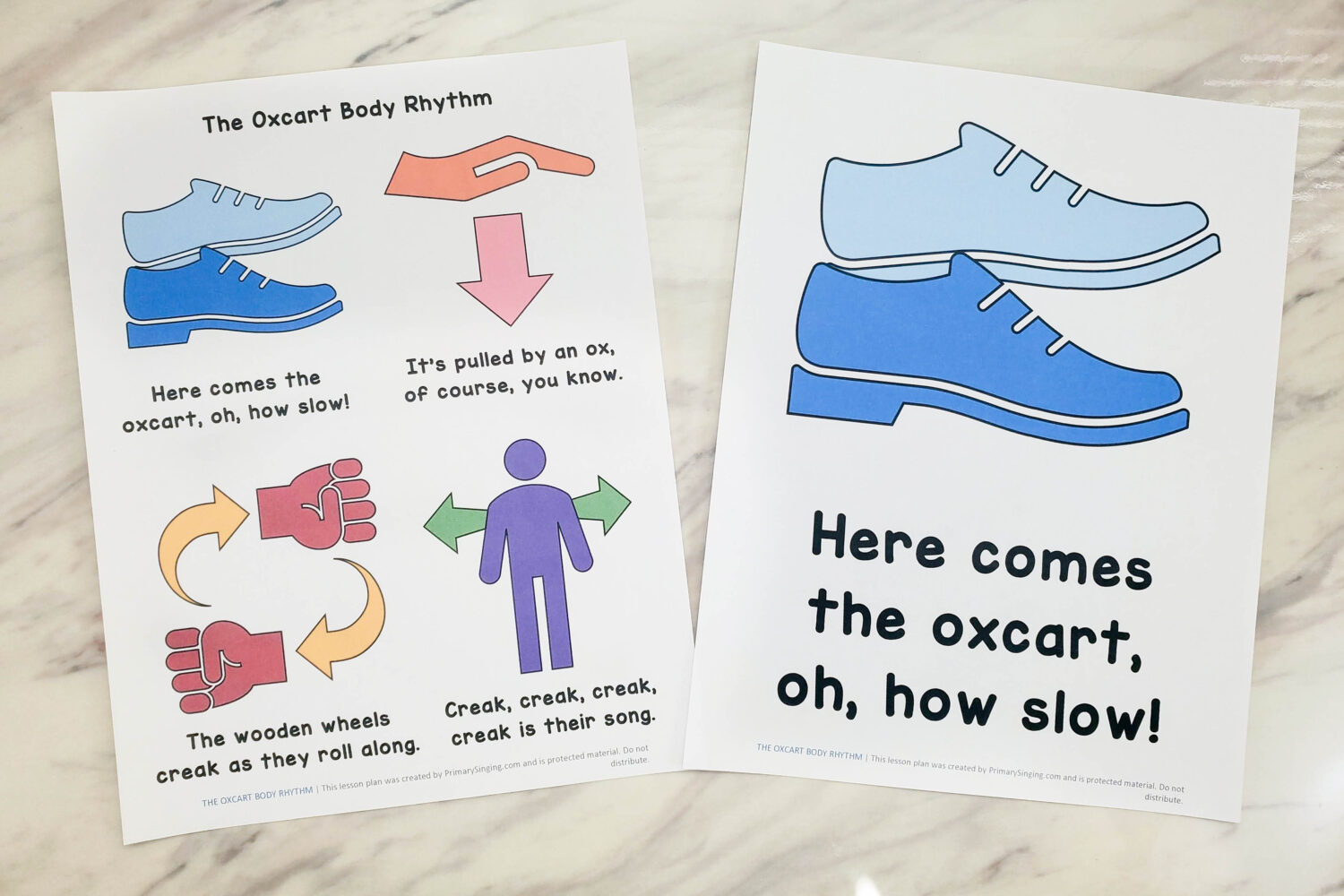 The Oxcart Body Rhythm fun singing time activity to move with 4 fun rhythm actions that match the song lyrics for each line of the song. Grab the printable song helps for LDS Primary music leaders and families.