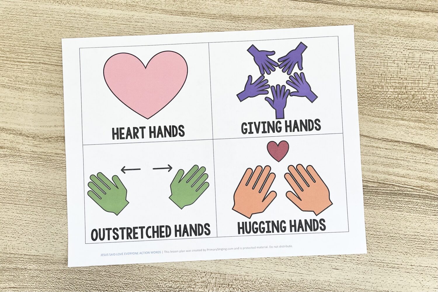 Jesus Said Love Everyone Action Words - Use simple hand actions for each line as you teach this sweet song in primary! Includes printable song helps for LDS Primary Music Leaders.