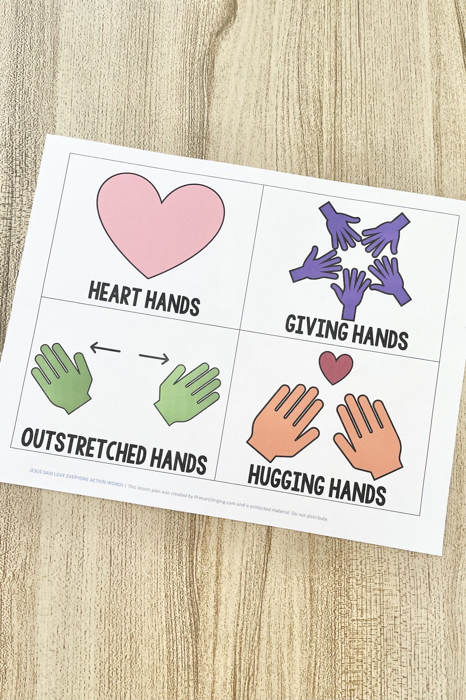 Jesus Said Love Everyone Action Words - Use simple hand actions for each line as you teach this sweet song in primary! Includes printable song helps for LDS Primary Music Leaders.