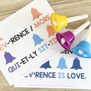 Reverence is Love Hand Bells - Try this fun hand bell pattern in singing time and chime on emphasized notes in the song as you review this primary song. Includes printable hand bell pattern for LDS Primary Music Leaders.