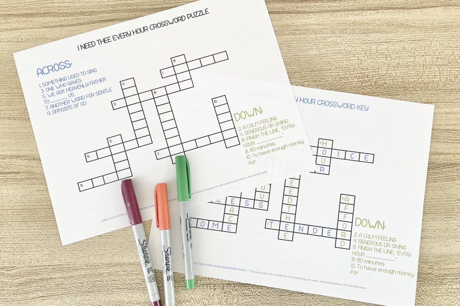 I Need Thee Every Hour Crossword Puzzle - Solve this fun crossword puzzle using key words from this hymn as you review together in singing time. Includes printable song helps for LDS Primary Music Leaders.