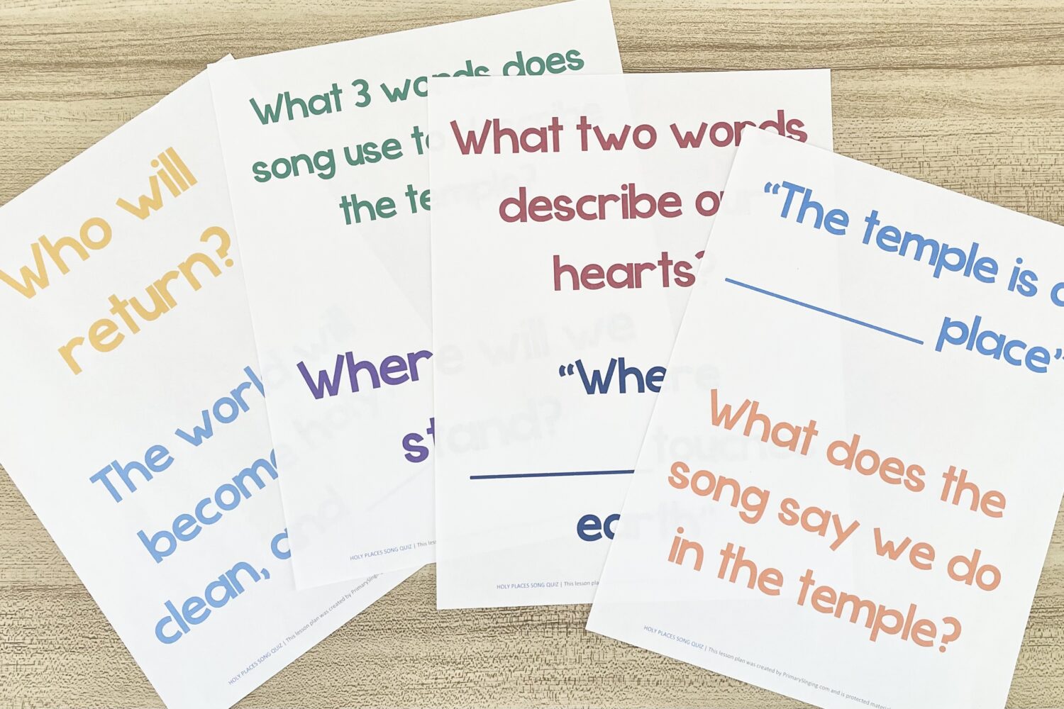 Holy Places Spiritual Videos 4 Holy Places Song Quiz - Test your knowledge of the song lyrics by answering questions using song clues as you review this hymn with printable song helps for LDS Primary Music Leaders.