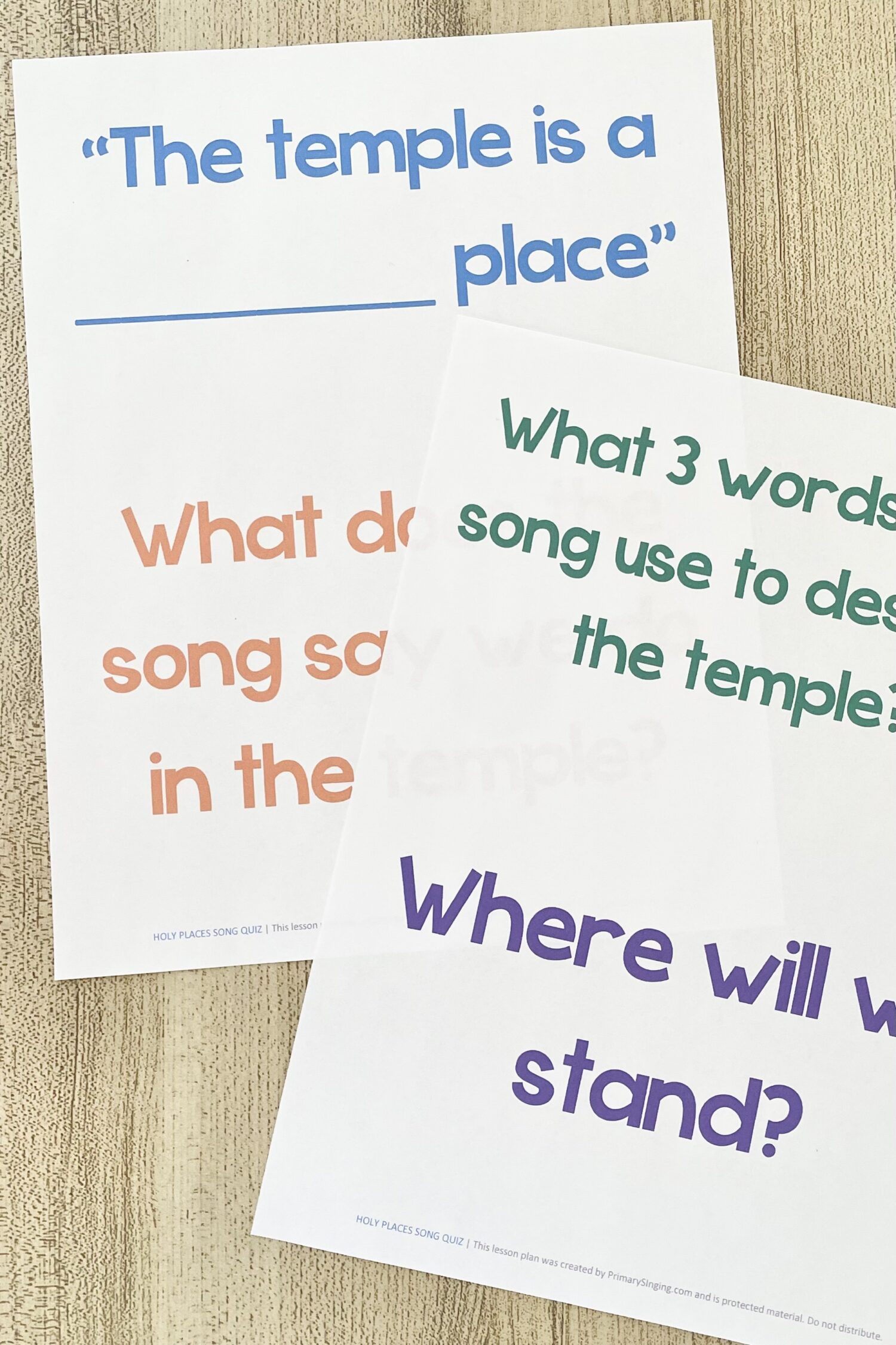 Holy Places Song Quiz 2 Holy Places Song Quiz - Test your knowledge of the song lyrics by answering questions using song clues as you review this hymn with printable song helps for LDS Primary Music Leaders.
