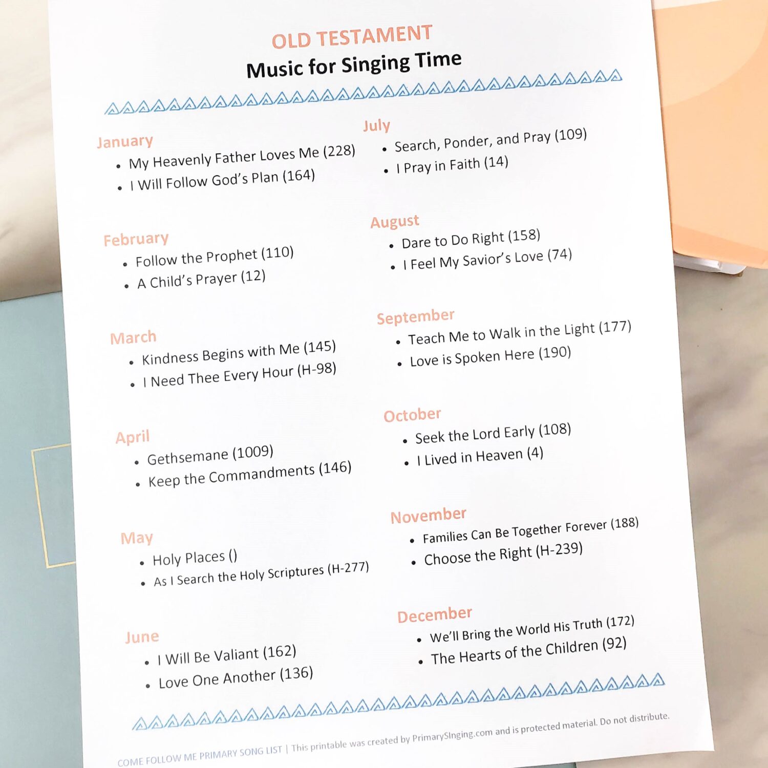 Old Testament Song List & Helps 1 The 2026 Old Testament Primary Song List for Singing Time from the Come Follow Me manual is here! Find teaching ideas for all of these songs at PrimarySinging.com with printable helps, lesson plans, and flip charts for LDS Primary music leaders.