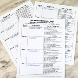 2026 Old Testament Primary Song List from Come Follow Me - Includes all of the recommended monthly songs plus additional songs found within the manual and weekly lessons. A great resource for LDS Primary Music leaders and Ward Music Leaders to help you pick your song throughout the year.