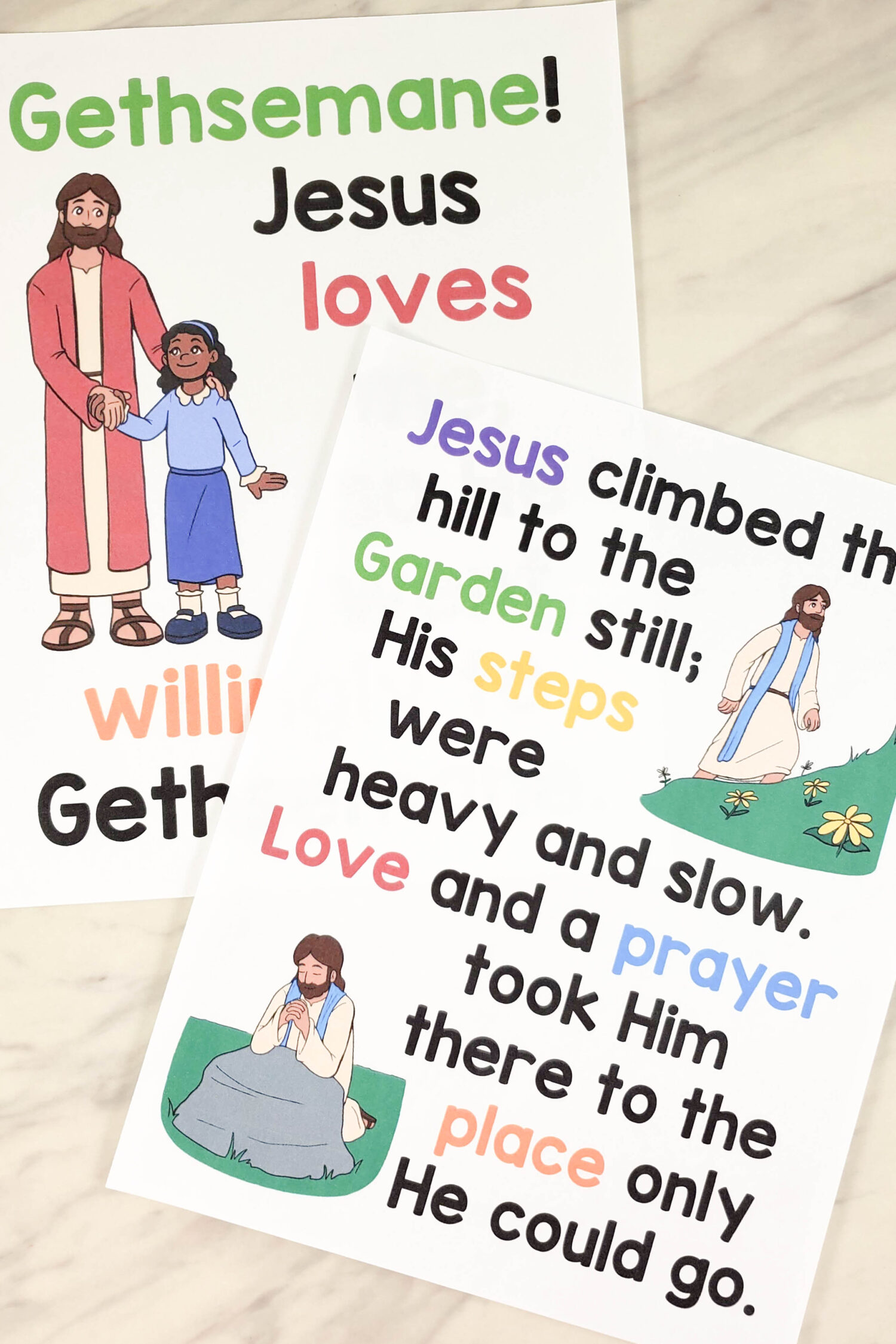 Gethsemane Flip Chart & Lyrics 1 Gethsemane Flip Chart great visual aids and custom illustrations to help you teach this song in Singing Time with this beautiful flipchart that includes portrait and landscape and both normal and expanded spacing with so many options! LDS Primary Music Leaders.