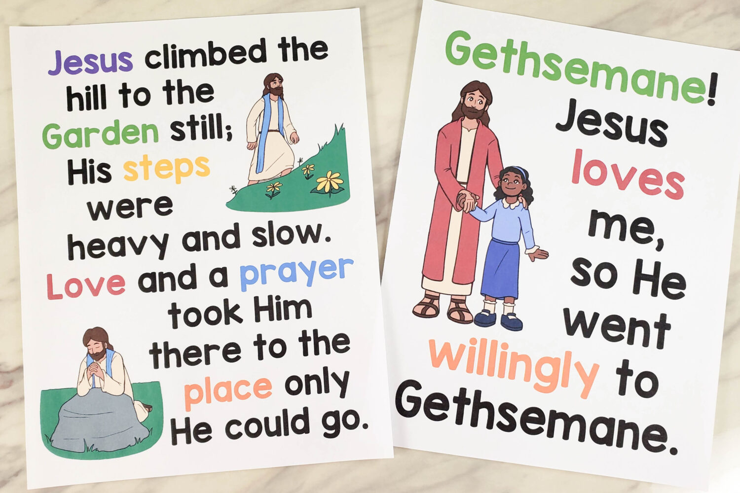 Gethsemane Flip Chart & Lyrics 6 Gethsemane Flip Chart great visual aids and custom illustrations to help you teach this song in Singing Time with this beautiful flipchart that includes portrait and landscape and both normal and expanded spacing with so many options! LDS Primary Music Leaders.