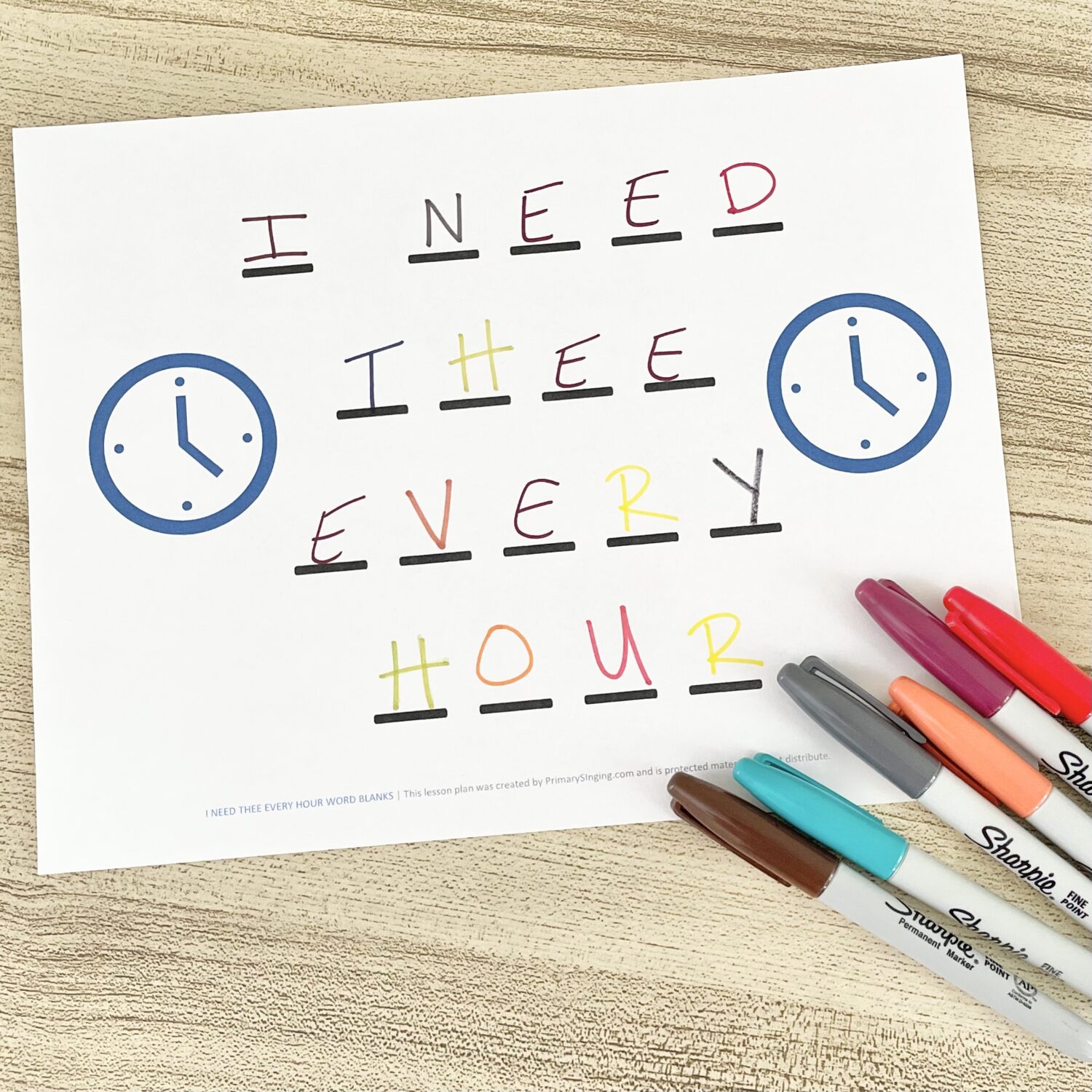 Choose to Serve the Lord Code Word Blanks 6 I Need Thee Every Hour Word Blanks - Solve these word blank puzzles by filling in each missing letter for a fun way to review this song in singing time with printable song helps for LDS Primary Music Leaders.