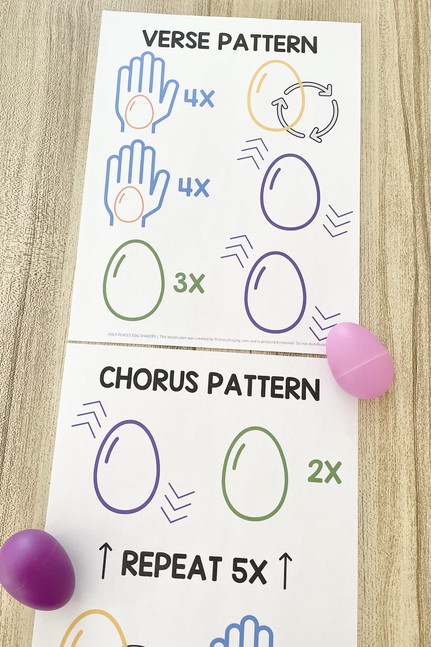 Holy Places Egg Shakers 5 Holy Places Egg Shakers - Have some fun with this egg shaker living music activity with a rhythm pattern for the verse and chorus as you teach this hymn in singing time with printable song helps for LDS Primary Music Leaders.