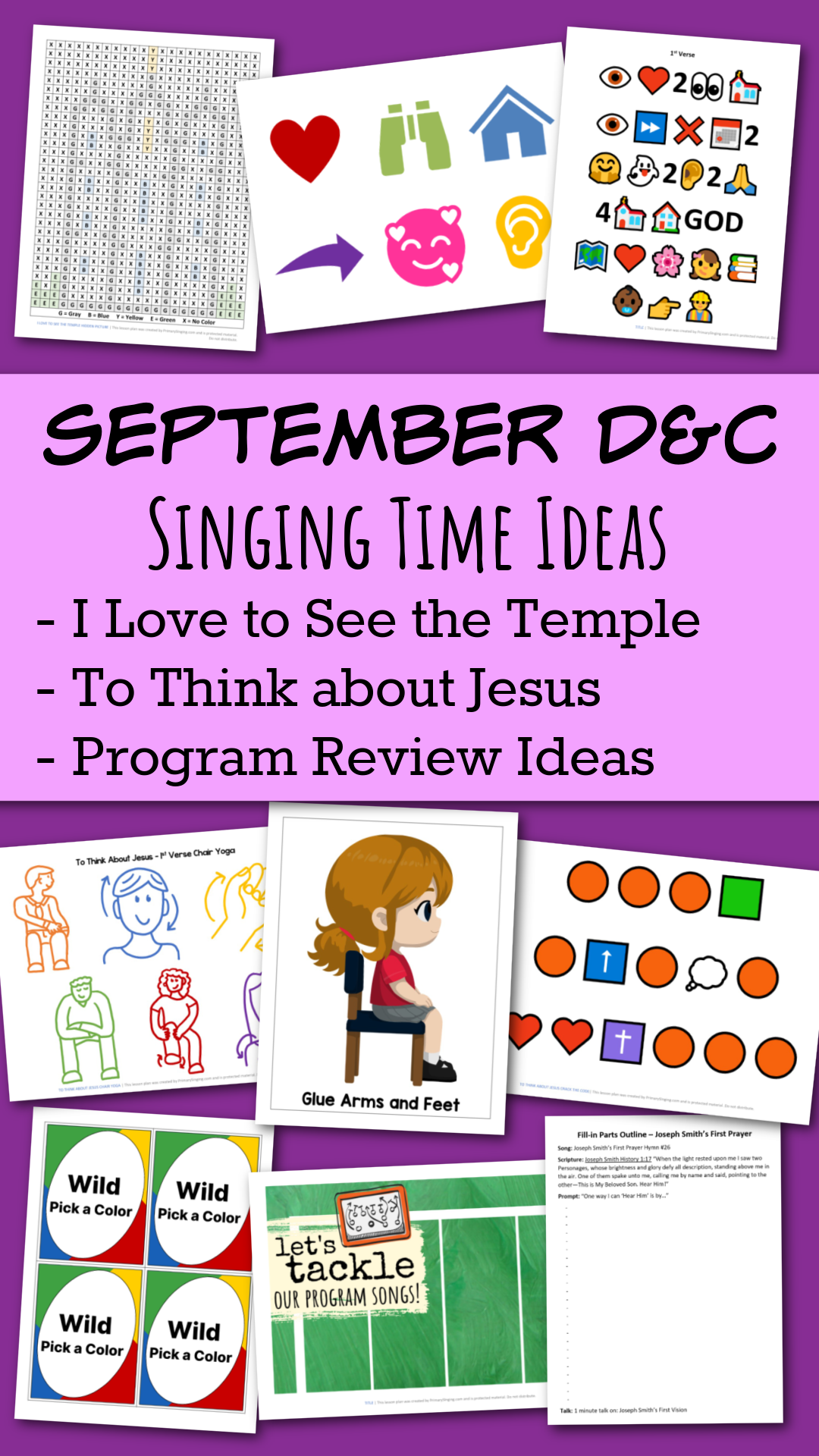 September Doctrine & Covenants Primary Songs List 1 September D&C Primary Songs - I Love to See the Temple and To Think about Jesus Teach either of these great LDS Primary songs during Singing Time or home Come Follow Me lessons. Song helps for Primary Music Leaders with teaching ideas and activities. Plus fun holiday ideas for reviewing your Primary Program songs.