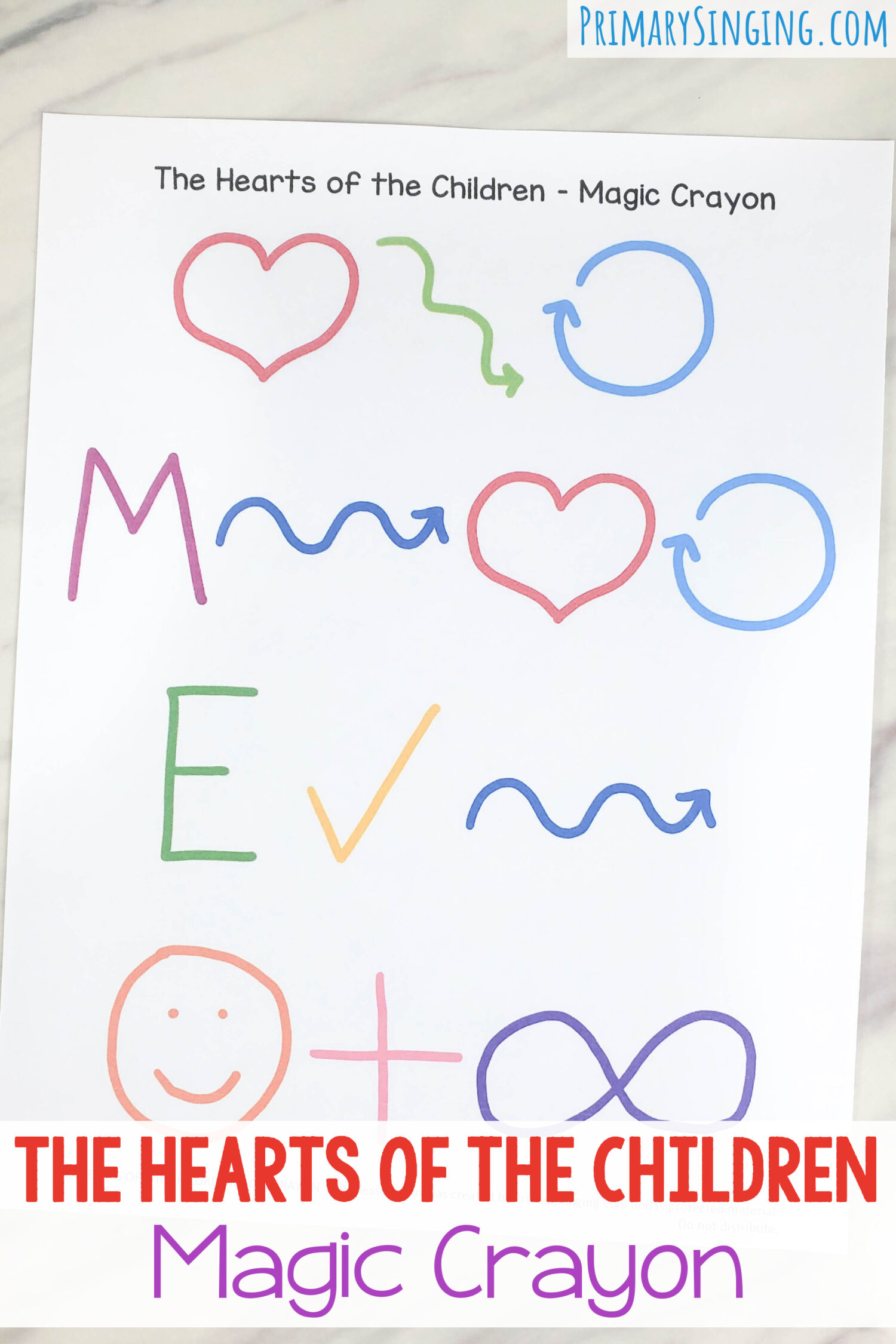 The Hearts of the Children Magic Crayon 1 The Hearts of the Children Magic Crayon use this visual activity to draw different shapes in the air as you sing to match the words and feeling of the song lyrics. Printable song helps for LDS Primary music leaders and families for Old Testament Come Follow Me.