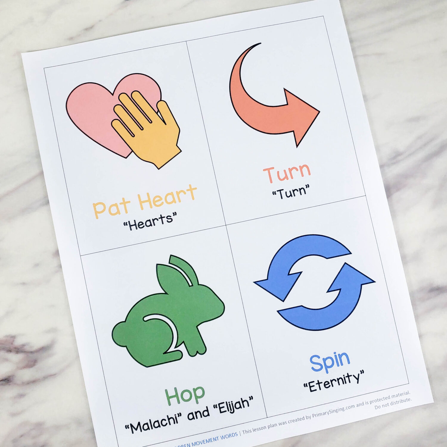 The Hearts of the Children Movement Words - Use this fun singing time activity to move each time you sing specific words as you learn this sweet song for the Old Testament Come Follow Me year! Printable song helps for LDS Primary music leaders and families.