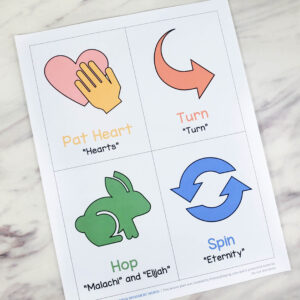 The Hearts of the Children Movement Words - Use this fun singing time activity to move each time you sing specific words as you learn this sweet song for the Old Testament Come Follow Me year! Printable song helps for LDS Primary music leaders and families.