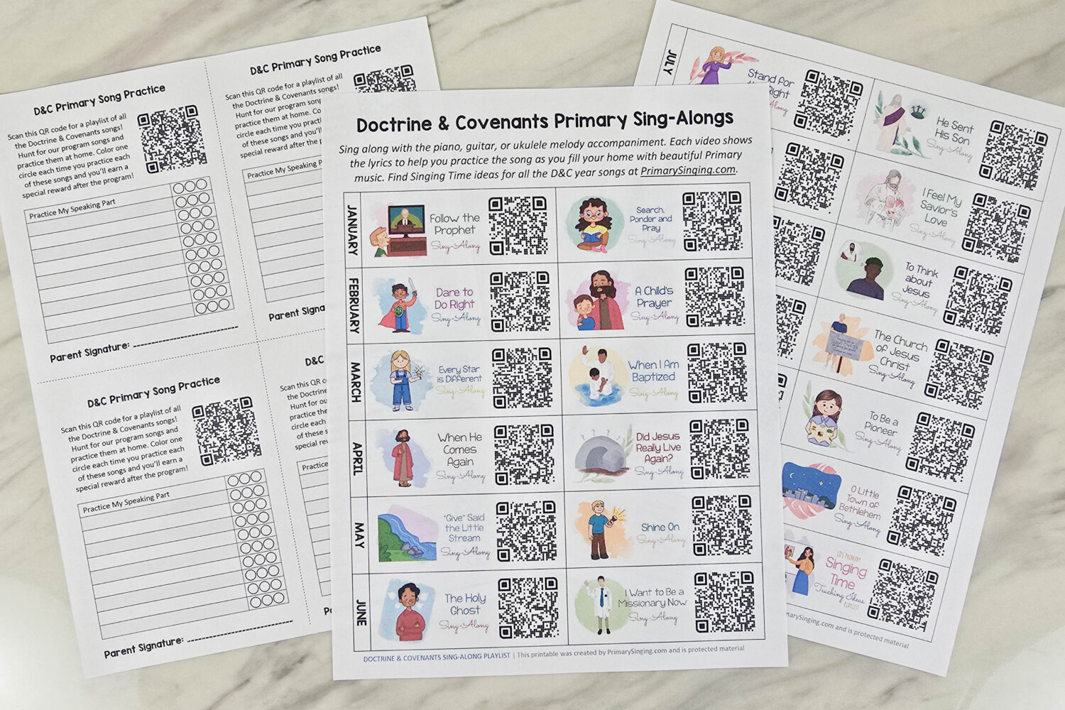 Doctrine & Covenants Sing-Along Playlist with QR Codes! 5 Doctrine & Covenants Sing-Along Playlist - Use this go-to resource to find sing-along videos for all of the Doctrine & Covenants songs. Plus an editable printout you can send to families with the playlist link and customize with your song list! Perfect for LDS Primary music leaders and presidencies to encourage families to practice for the Primary Program at home!