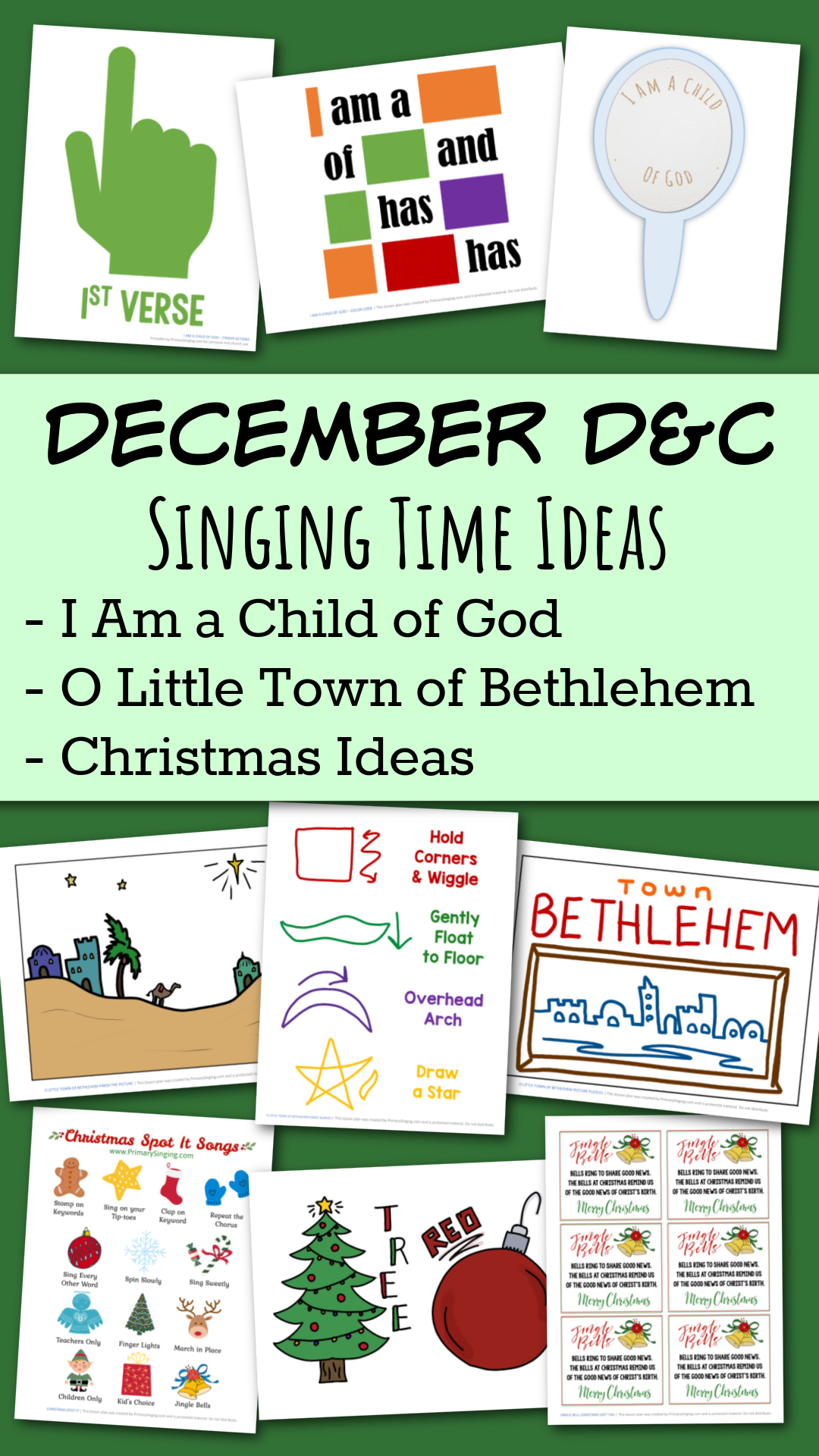 December D&C Primary Songs - I Am a Child of God and O Little Town of Bethlehem Teach either of these great LDS Primary songs during Singing Time or home Come Follow Me lessons. Song helps for Primary Music Leaders with teaching ideas and activities. Plus fun holiday ideas for Christmas.